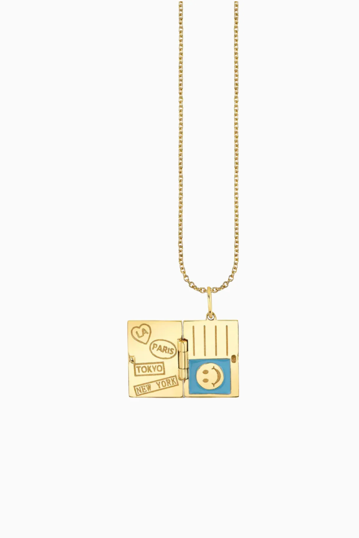 Sydney Evan Passport Charm Necklace - Yellow Gold - Image 3