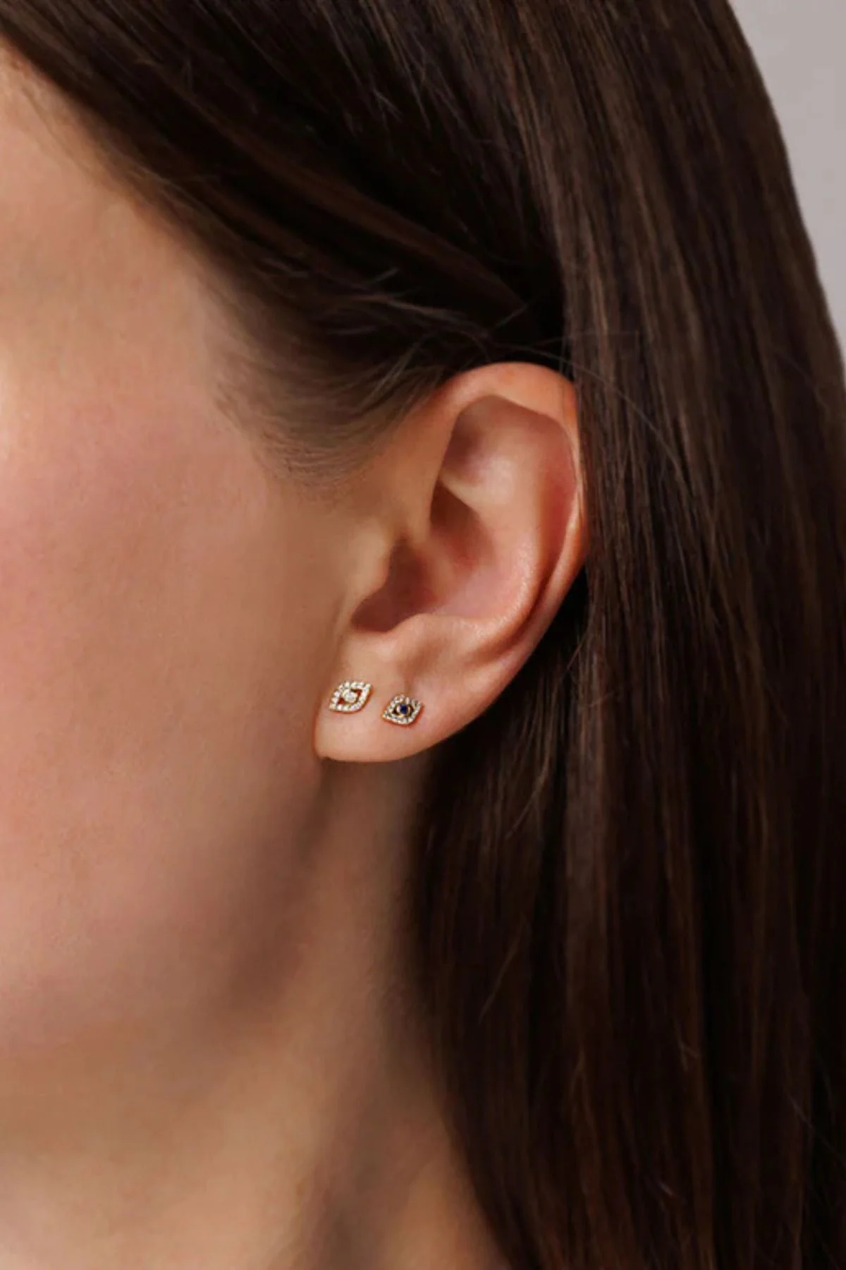 Sydney Evan Diamond Bezel Evil Eye Studs - Image 3