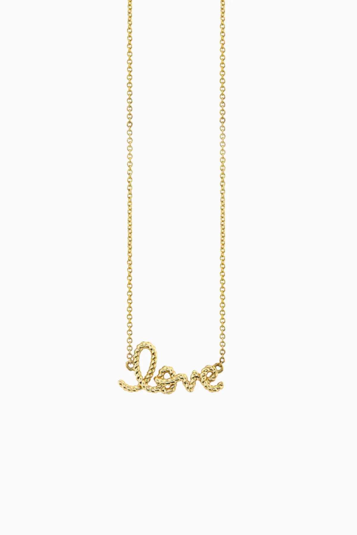 Sydney Evan Small Love Script Rope Necklace - Yellow Gold