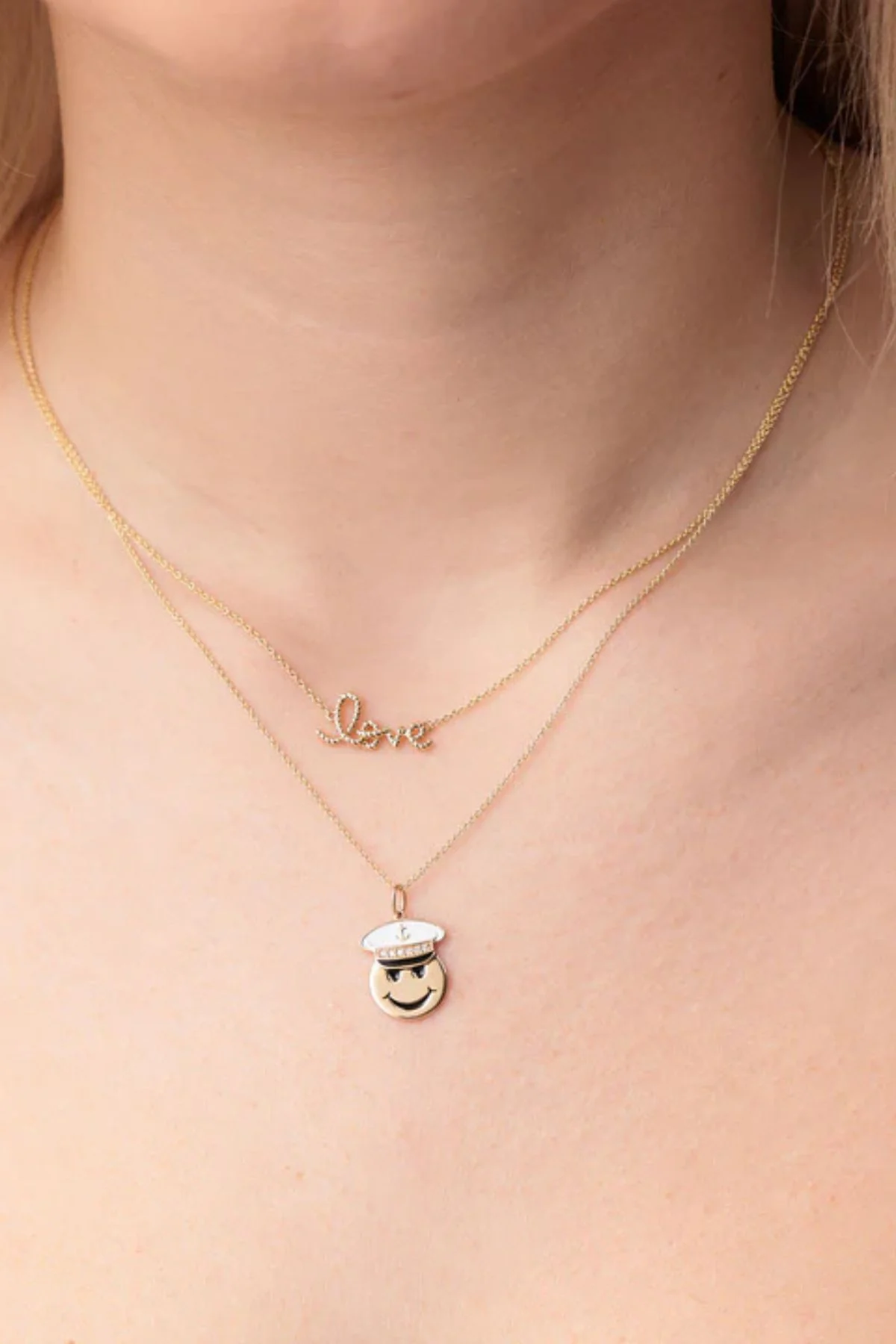 Sydney Evan Small Love Script Rope Necklace - Yellow Gold - Image 2