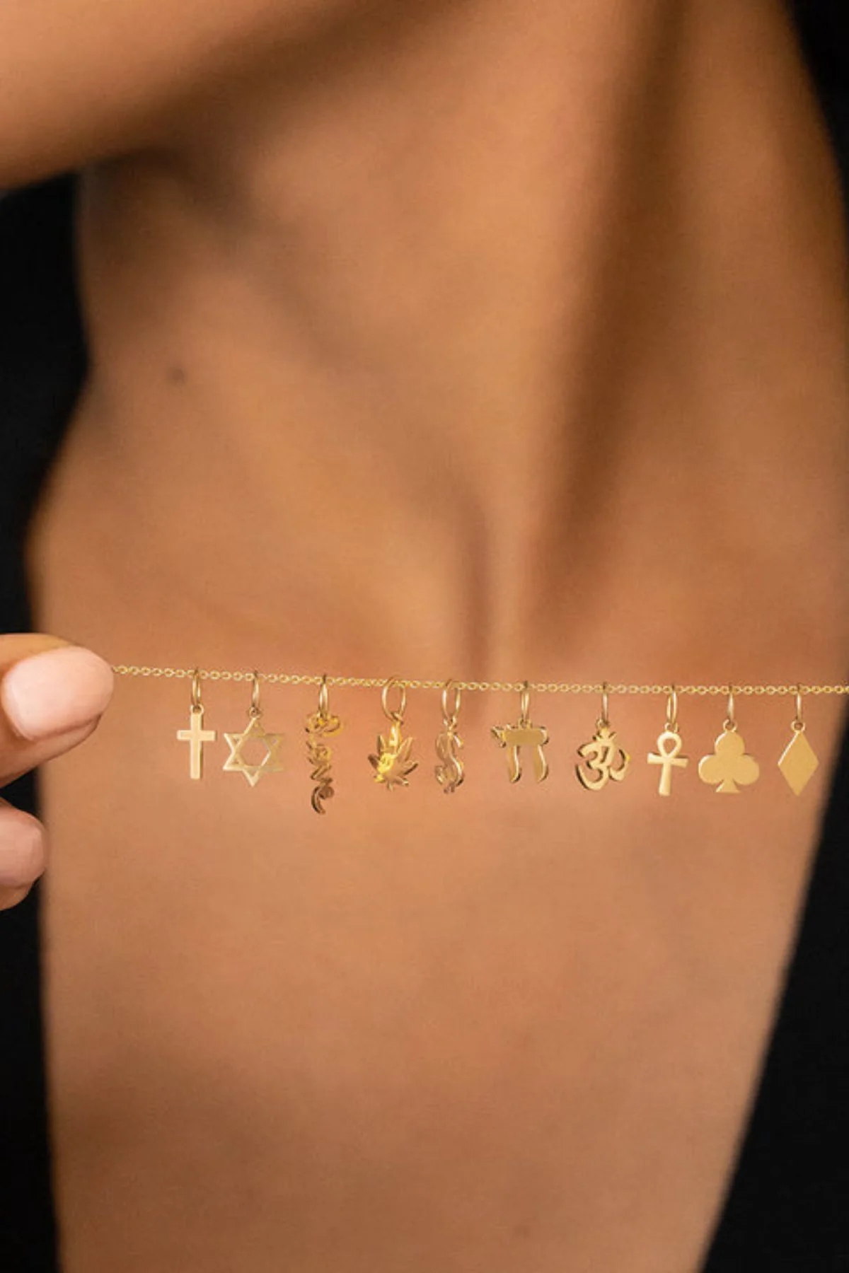 Sydney Evan Tiny Pure Chai Charm Necklace - Yellow Gold - Image 2