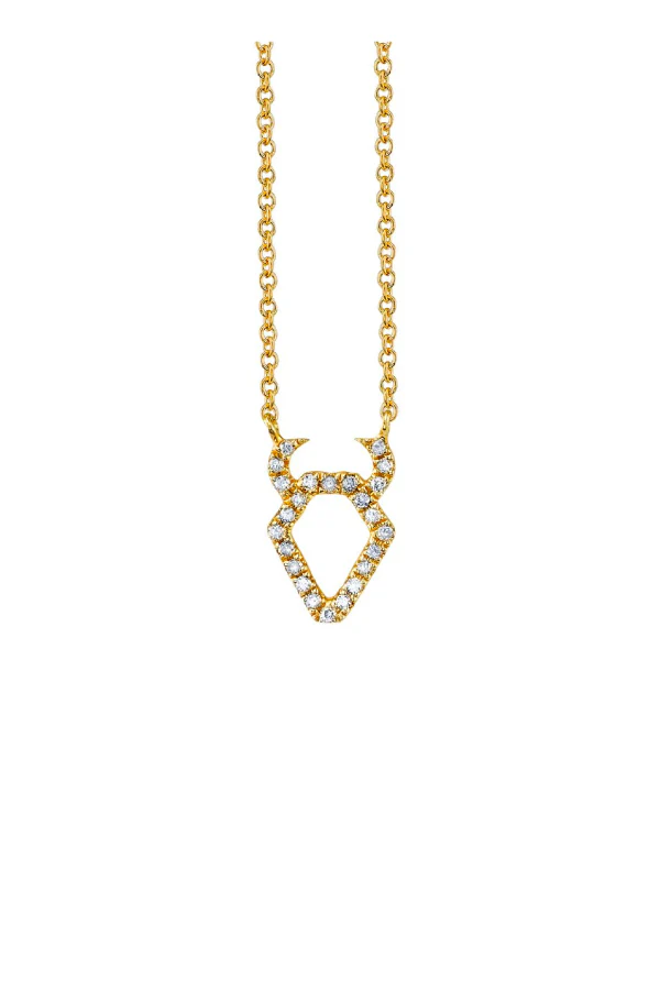 Sydney Evan Pave Taurus Charm Necklace - Yellow Gold