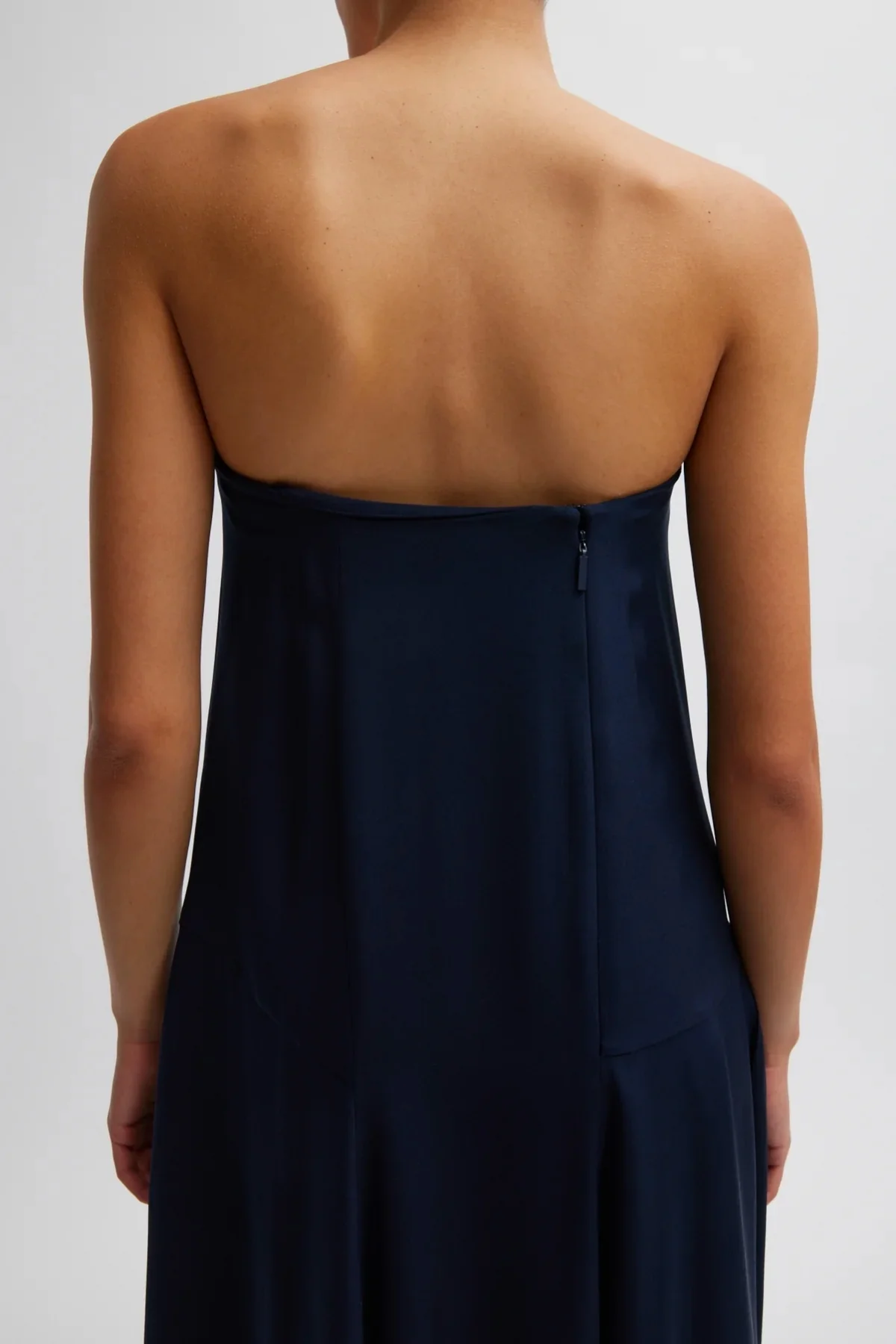 Tibi 4 Ply Silk Strapless Sculpted Dress - Dark Navy - Image 2