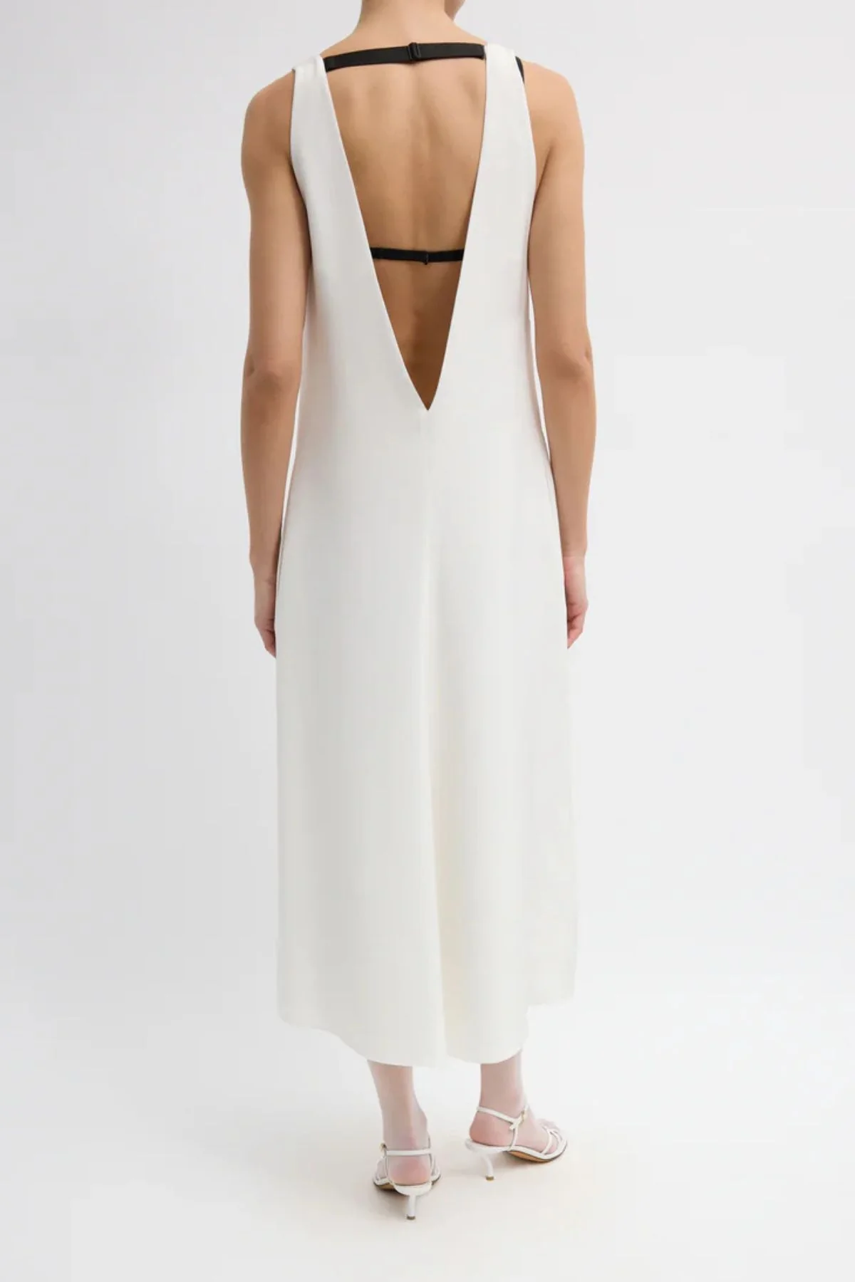 Tibi Silk V-Neck Dress with Bra - Ivory - Image 3