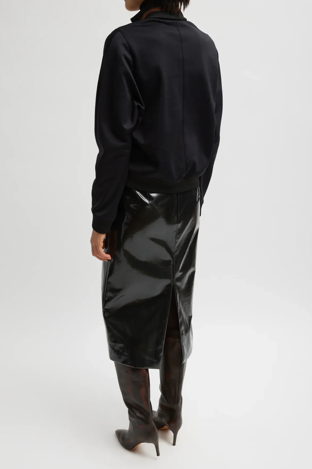 Tibi Active Knit Cropped Sweatshirt - Black - Image 2