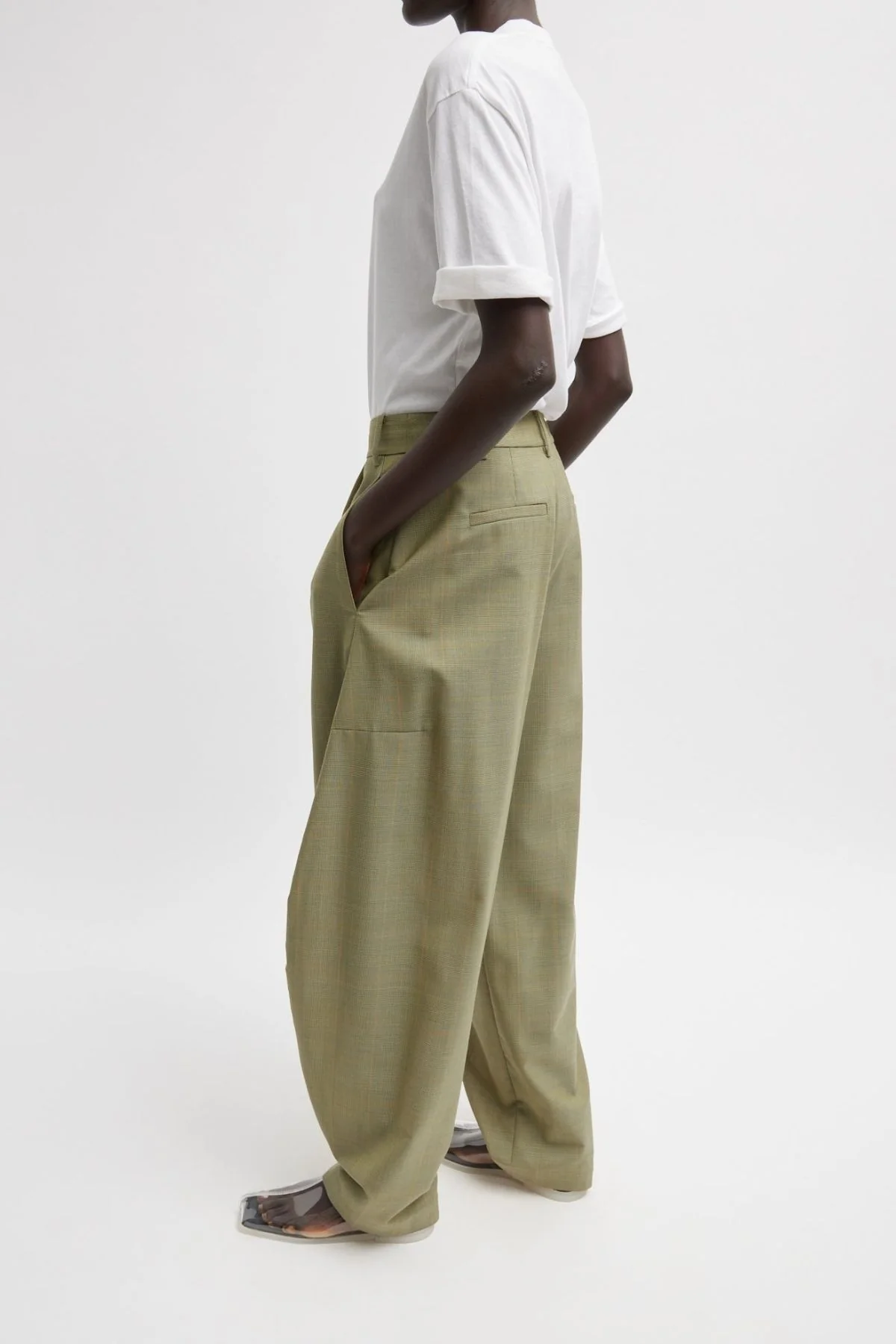 Tibi Amelia Glenplaid Simon Trouser - Green Multi - Image 4