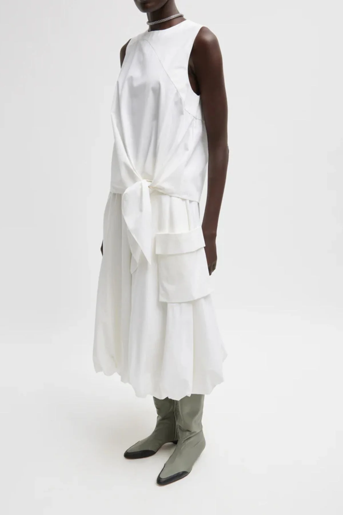 Tibi Bio Twill Bubble Skirt - Optic White - Image 4