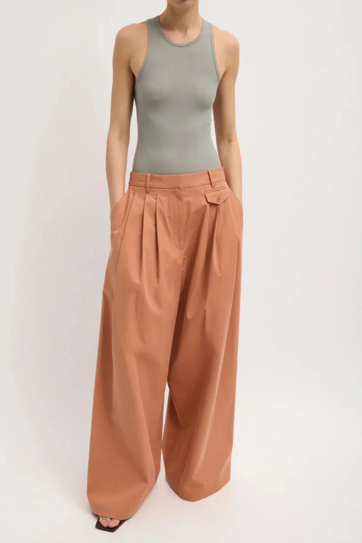Tibi Bio Twill Triple Pleat Long Pant - Yam