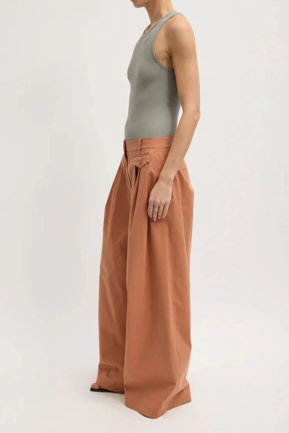 Tibi Bio Twill Triple Pleat Long Pant - Yam - Image 3