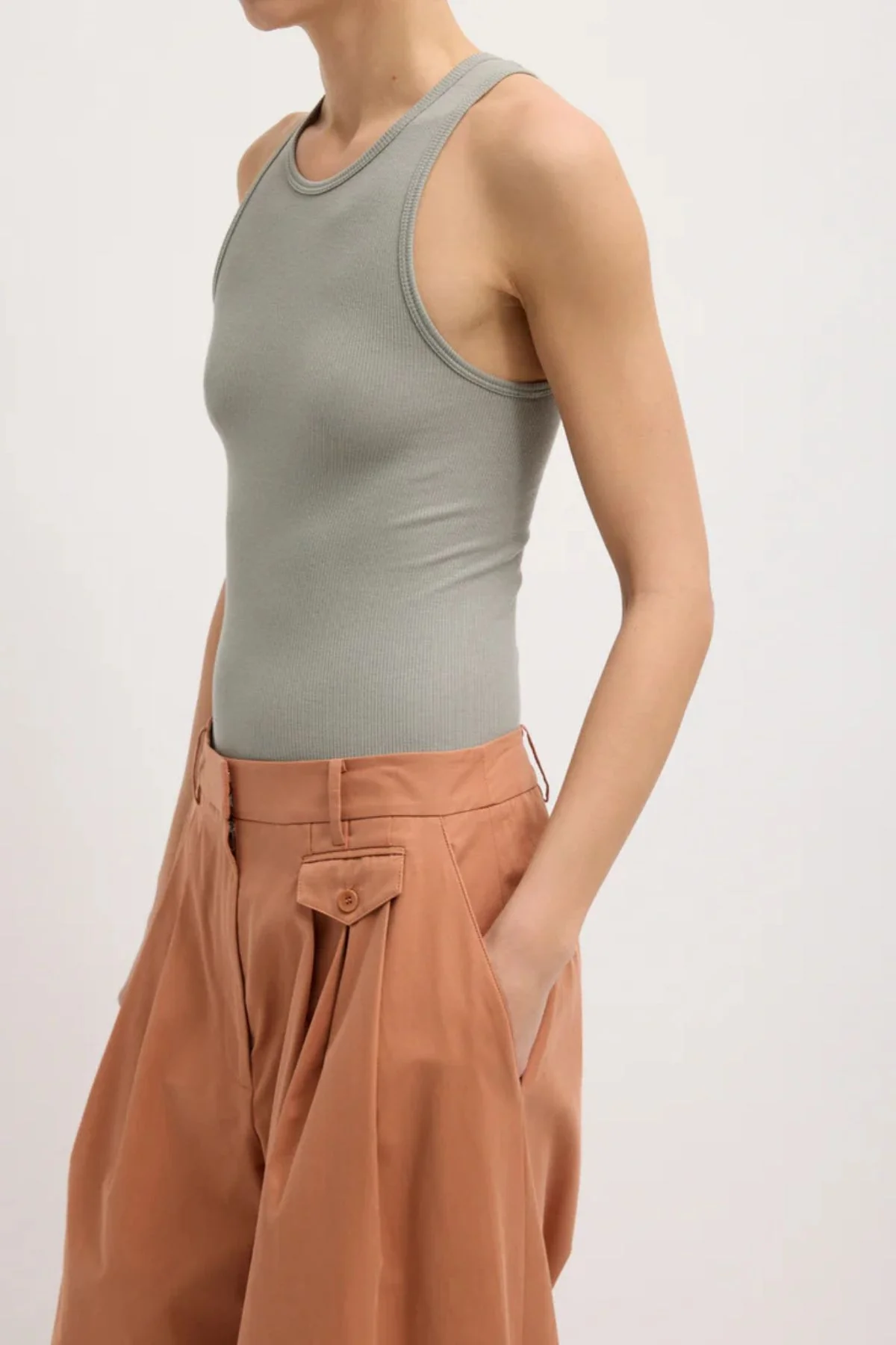 Tibi Bio Twill Triple Pleat Long Pant - Yam - Image 5