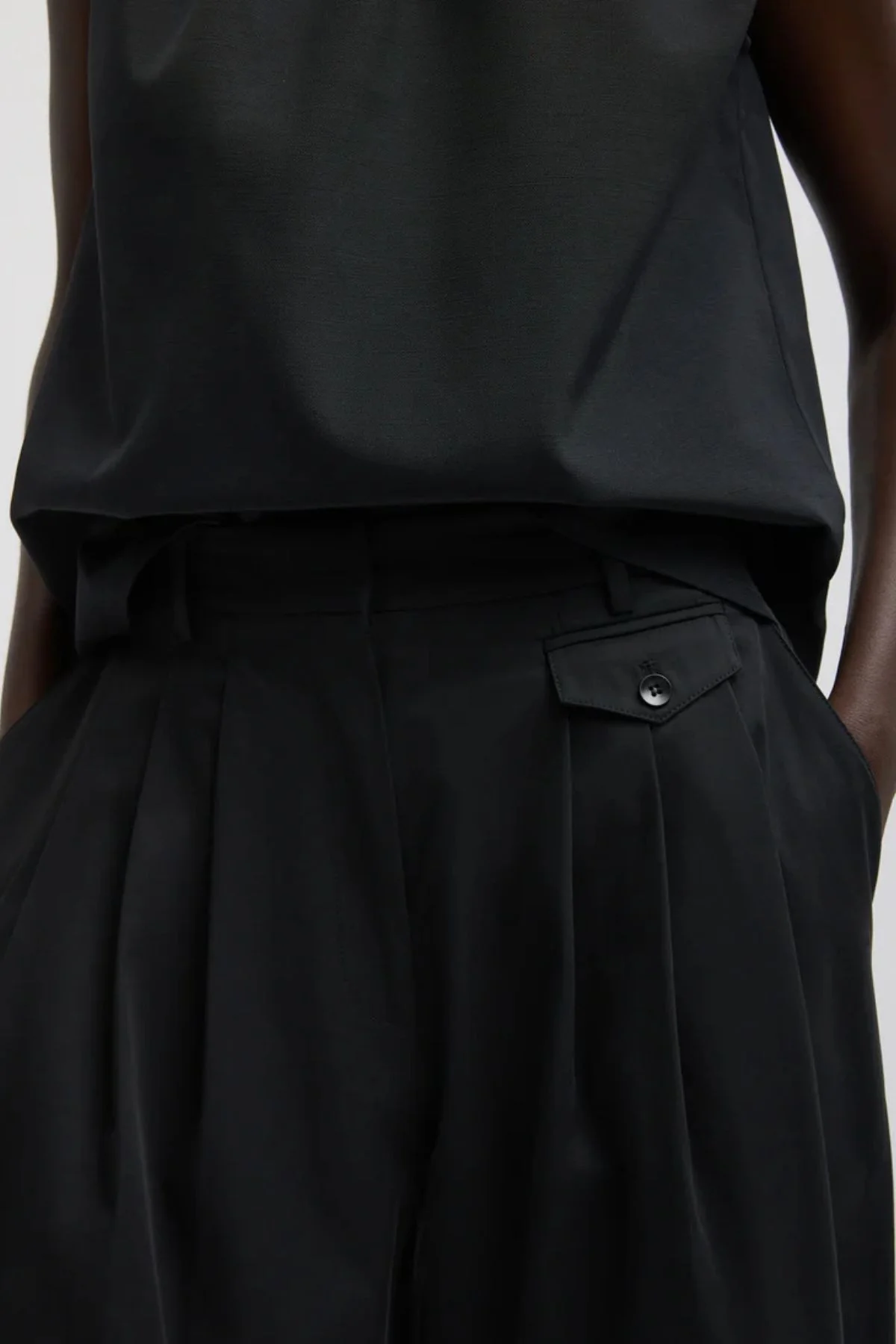 Tibi Bio Twill Triple Pleat Pant - Black - Image 3