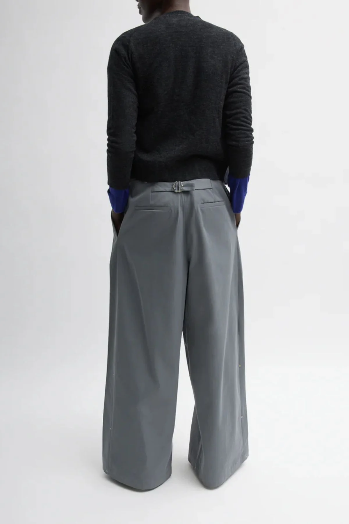 Tibi Bio Twill Triple Pleat Pant - Grey - Image 3