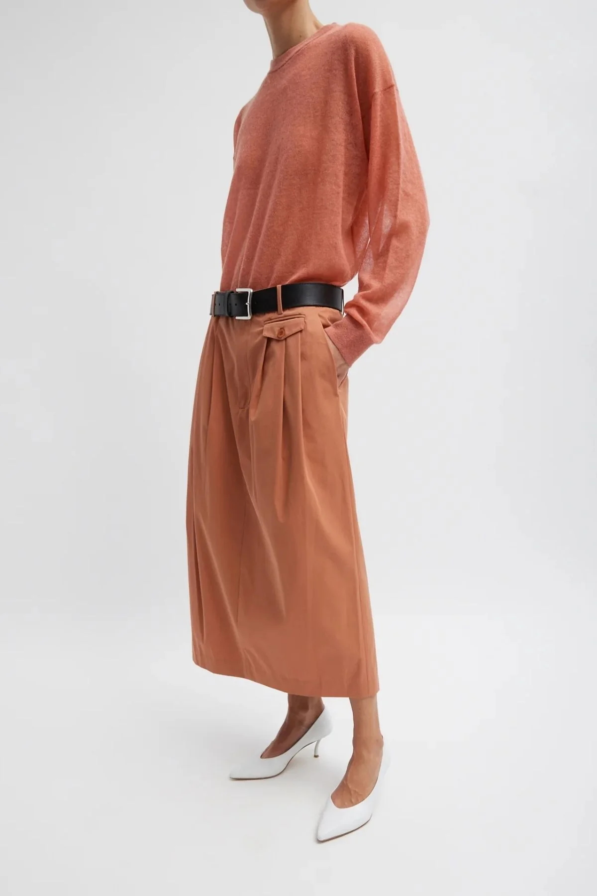 Tibi Bio Twill Triple Pleat Skirt - Yam - Image 3