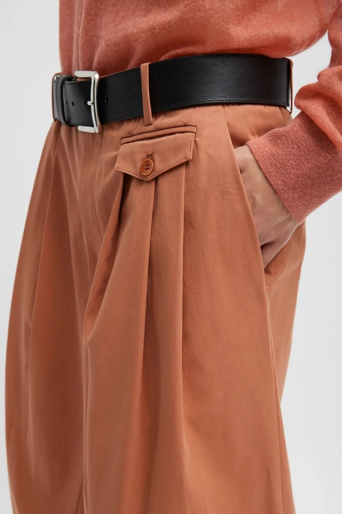 Tibi Bio Twill Triple Pleat Skirt - Yam - Image 4