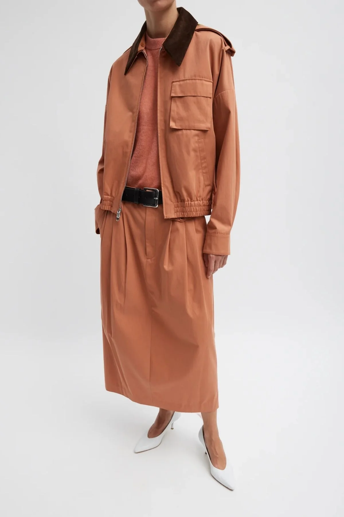 Tibi Bio Twill Triple Pleat Skirt - Yam - Image 6
