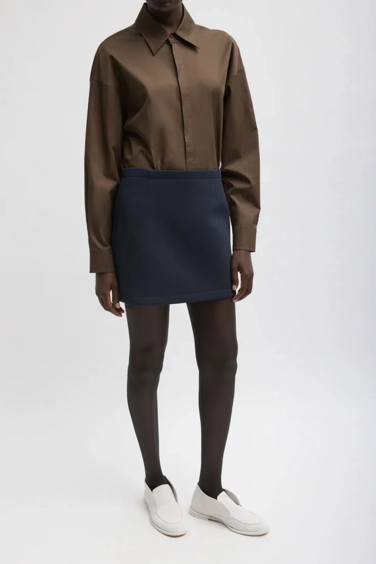 Tibi Bonded Twill Mini Skirt - Navy - Image 4