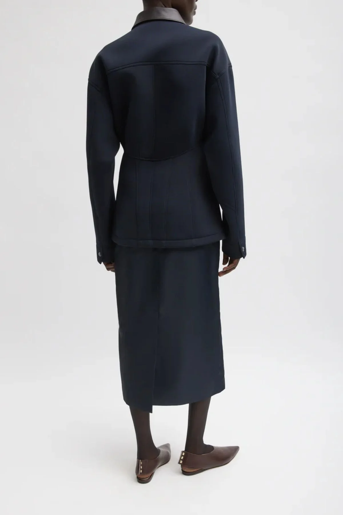 Tibi Bonded Sculpted Workmen Jacket - Navy - Image 3