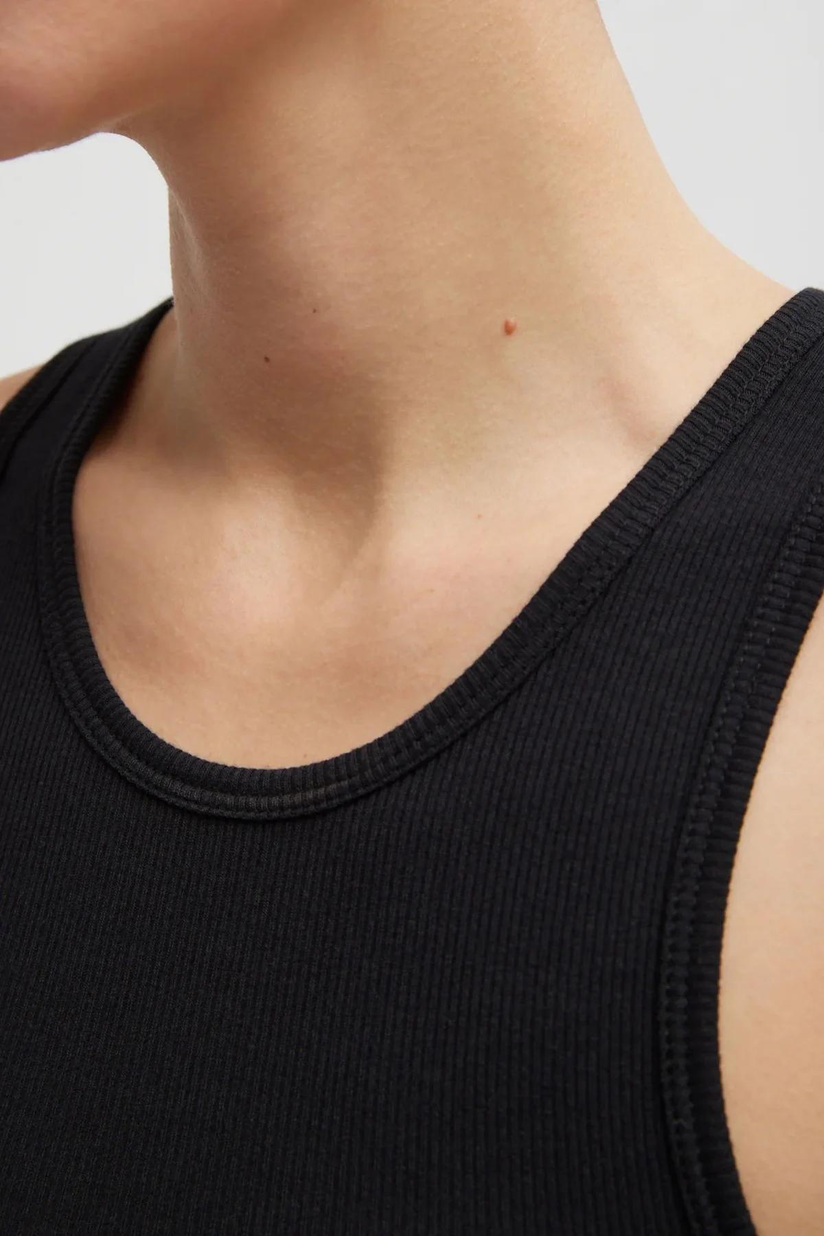 Tibi Circular Fine Rib T-Shirt Tank - Black - Image 3