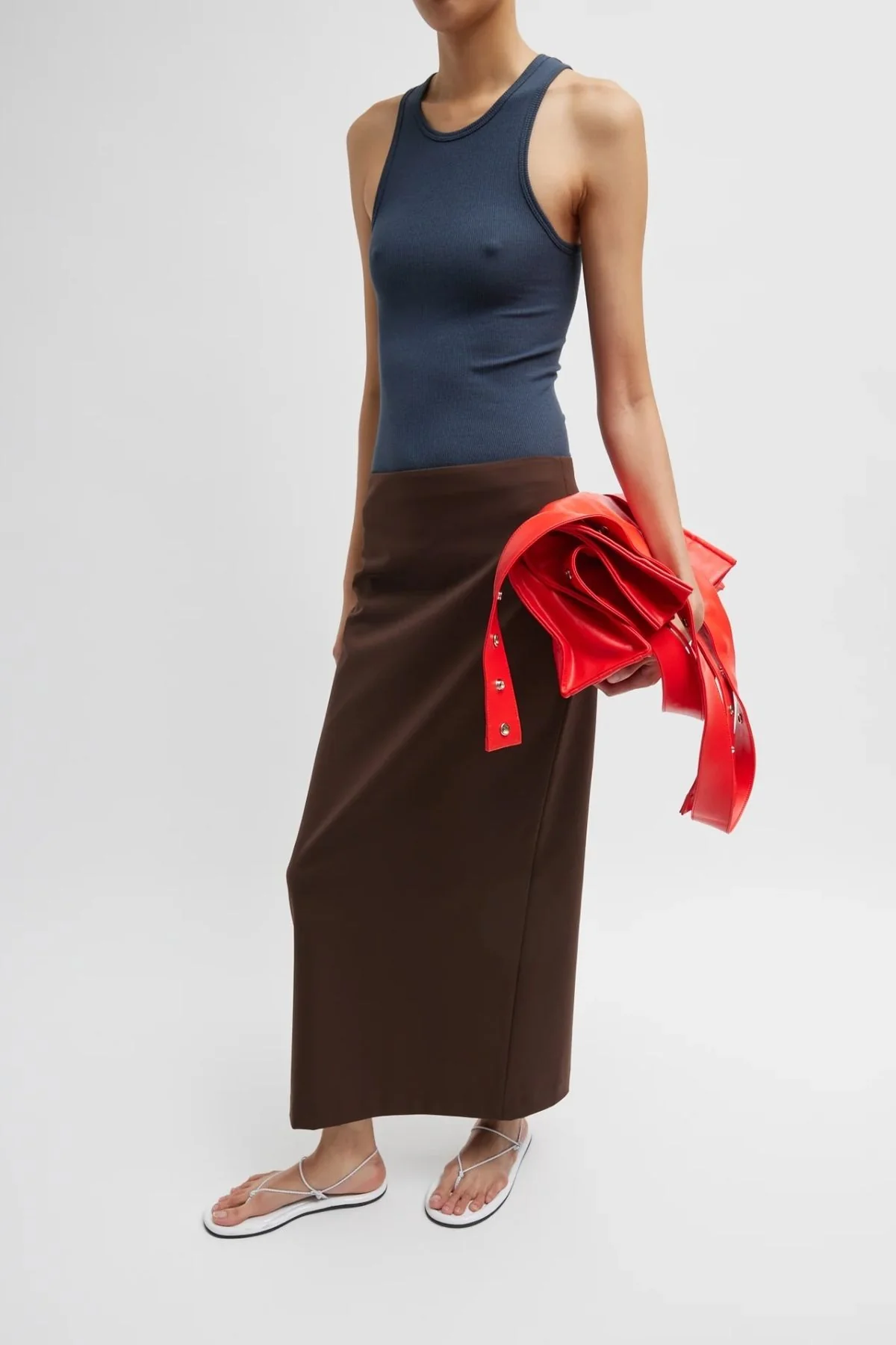 Tibi Compact Ultra Stretch Knit Pencil Skirt - Brown - Image 4