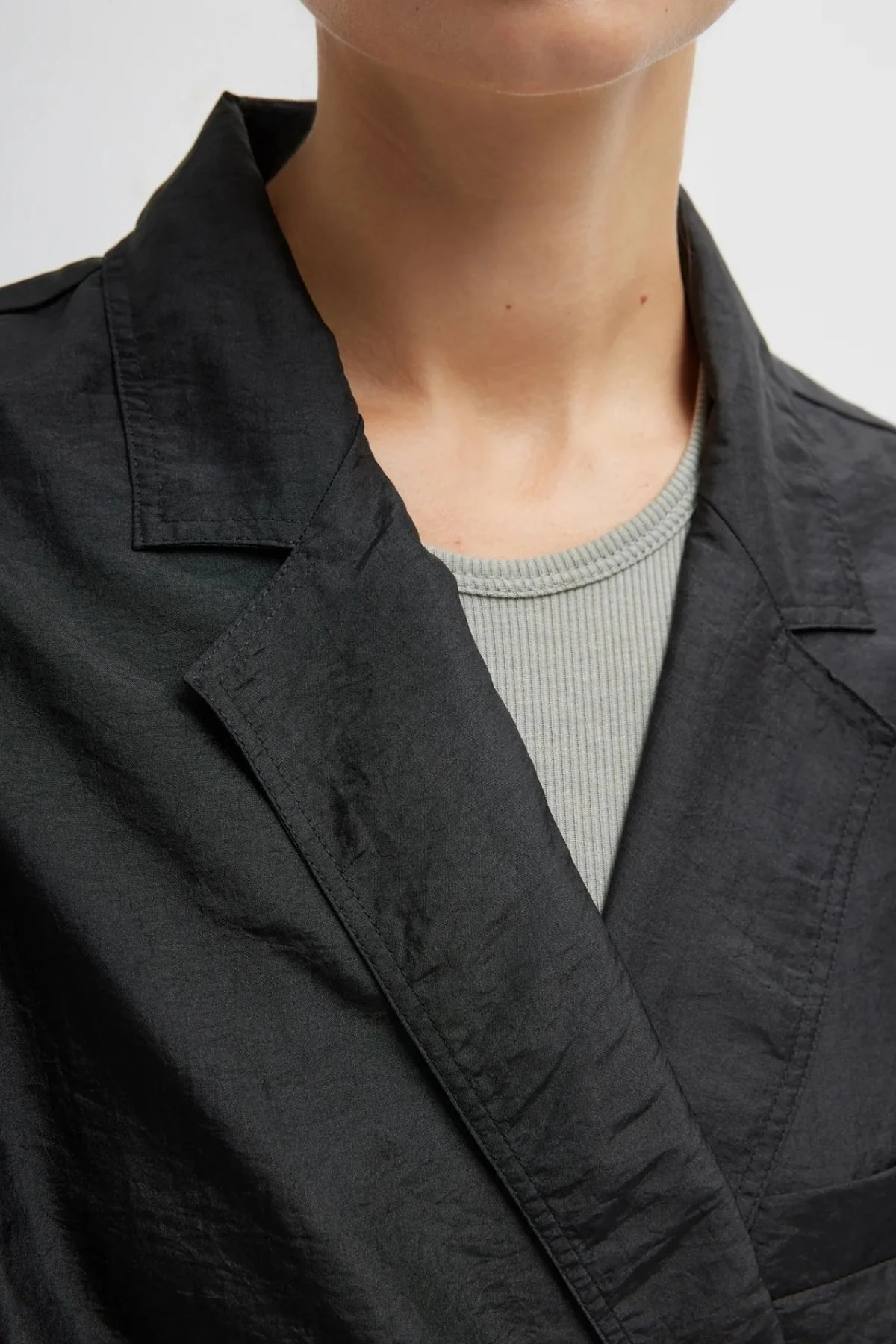 Tibi Crispy Nylon Liam Blazer - Black - Image 3
