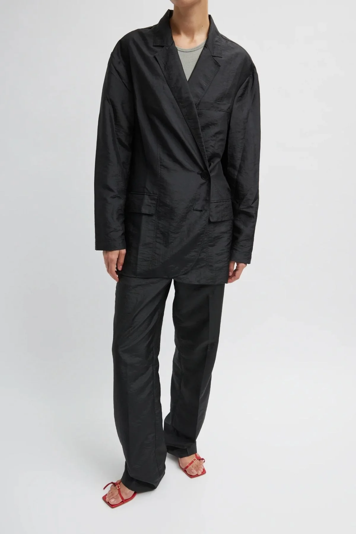 Tibi Crispy Nylon Liam Blazer - Black - Image 4