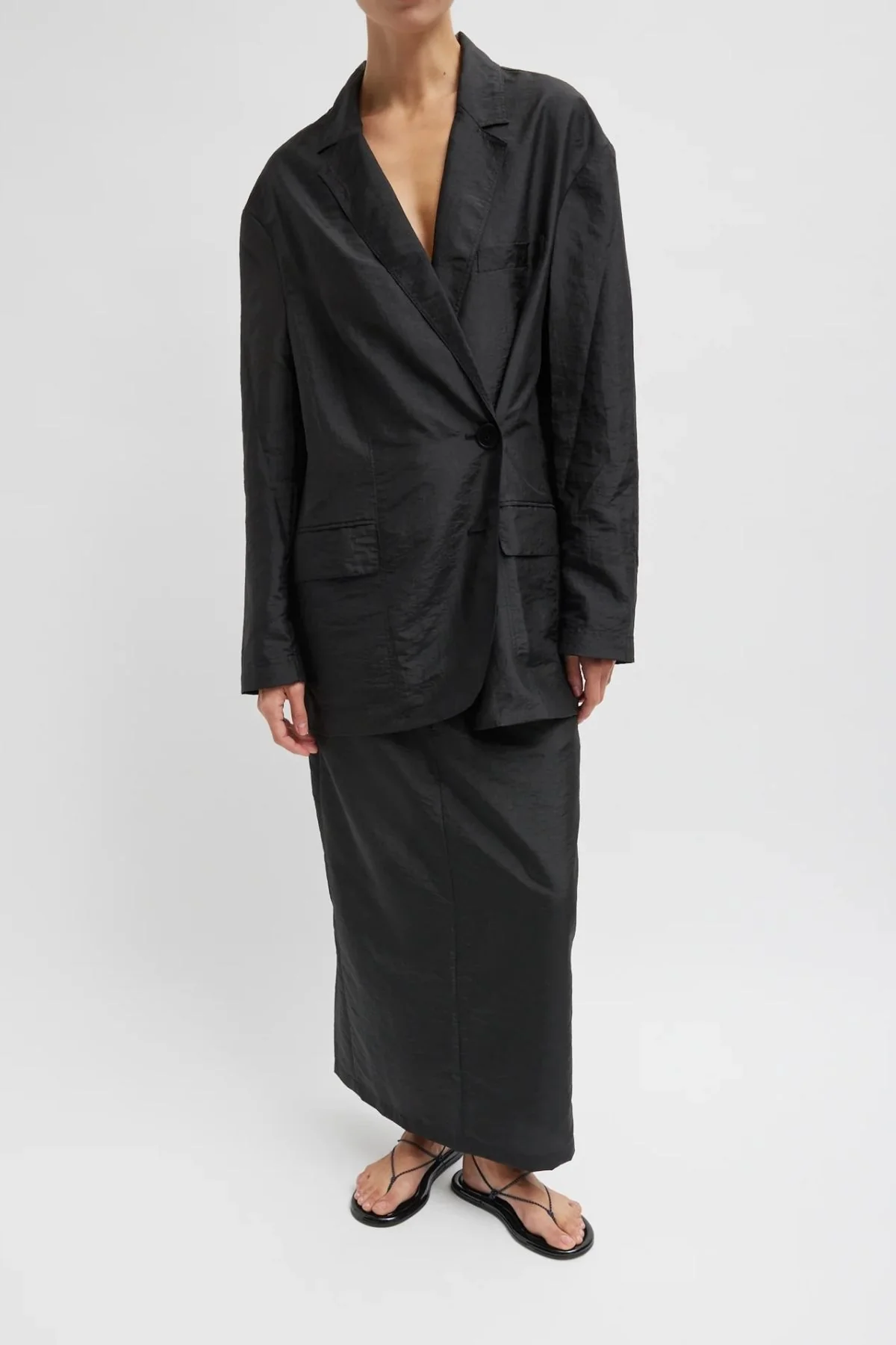 Tibi Crispy Nylon Liam Blazer - Black - Image 5