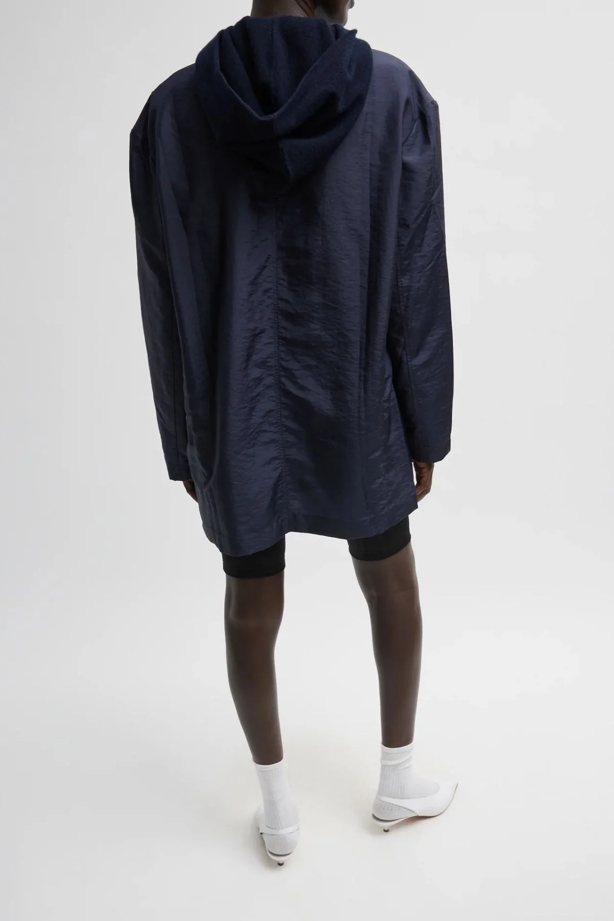 Tibi Crispy Nylon Liam Blazer - Navy - Image 4