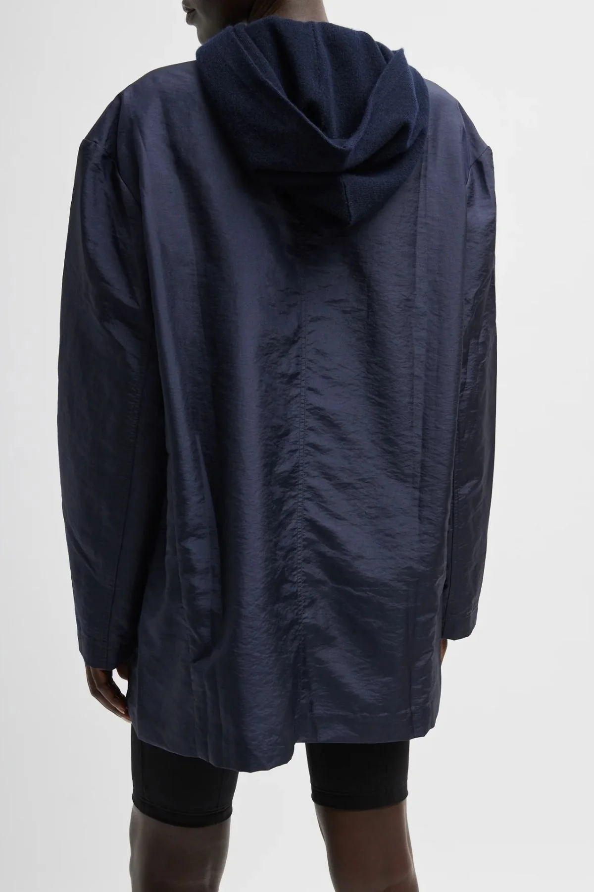 Tibi Crispy Nylon Liam Blazer - Navy - Image 6