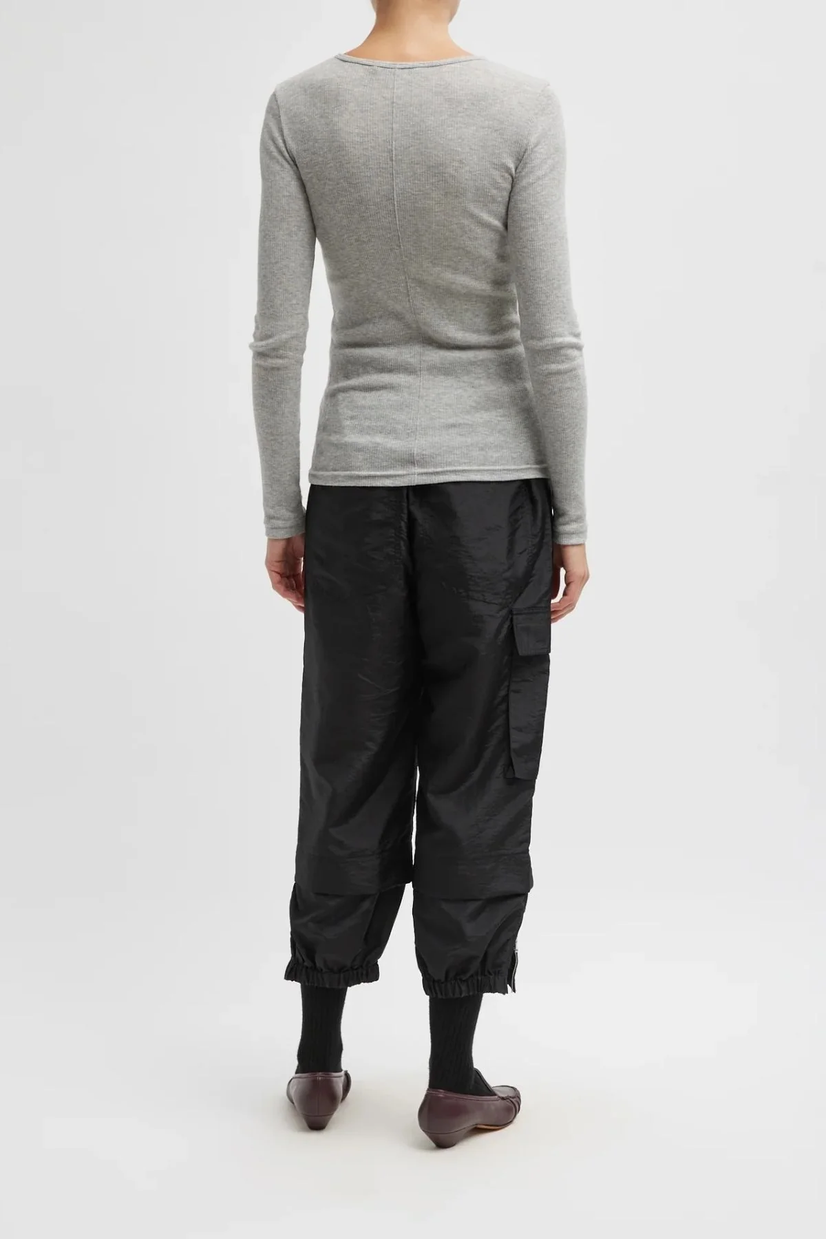 Tibi Crispy Nylon Wilt Pull On Jogger - Black - Image 2