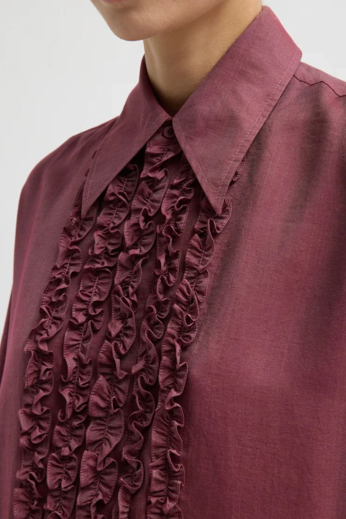 Tibi Easy Tuxedo Shirt - Light Mulberry - Image 4
