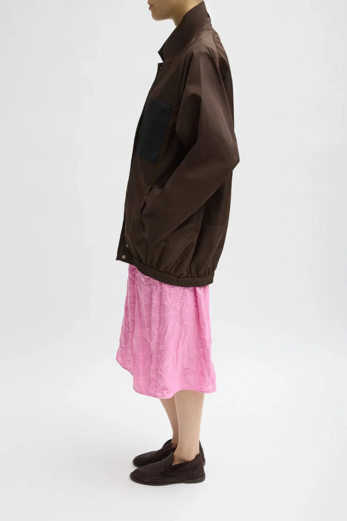 Tibi Eco Nylon Bomber Jacket - Brown - Image 2