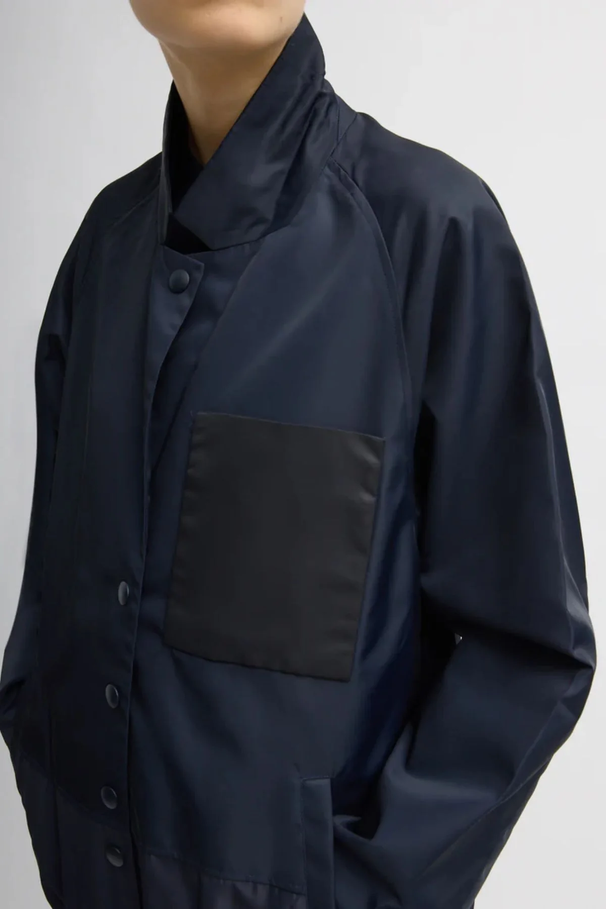 Tibi Eco Nylon Bomber Jacket - Navy - Image 4