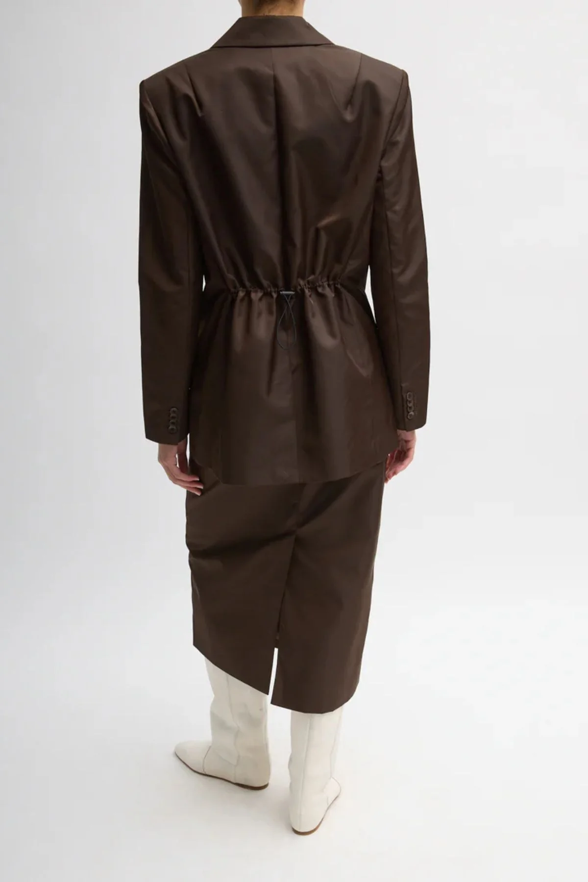 Tibi Eco Nylon Max Blazer - Brown - Image 3