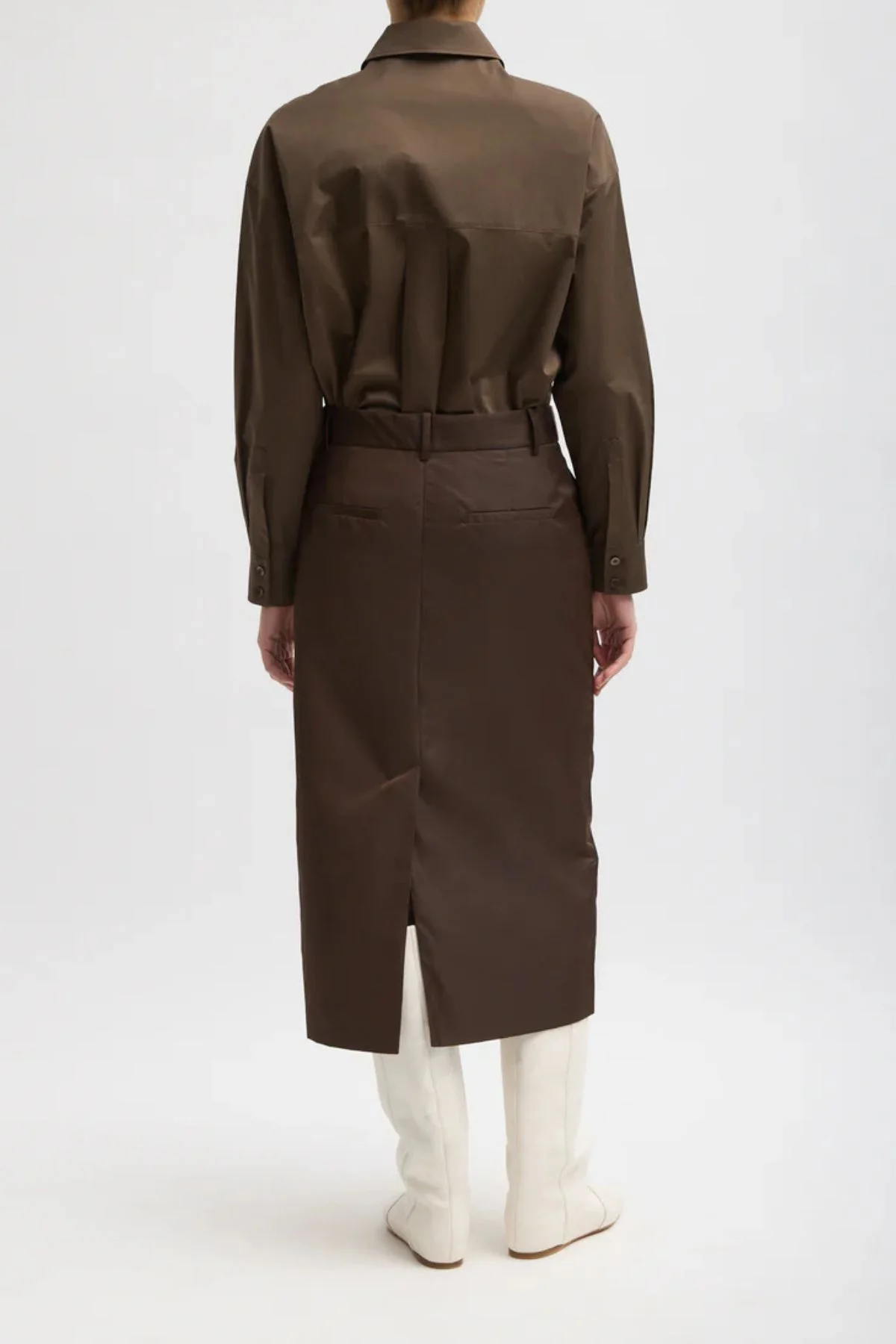 Tibi Eco Nylon Midi Trouser Skirt - Brown - Image 2