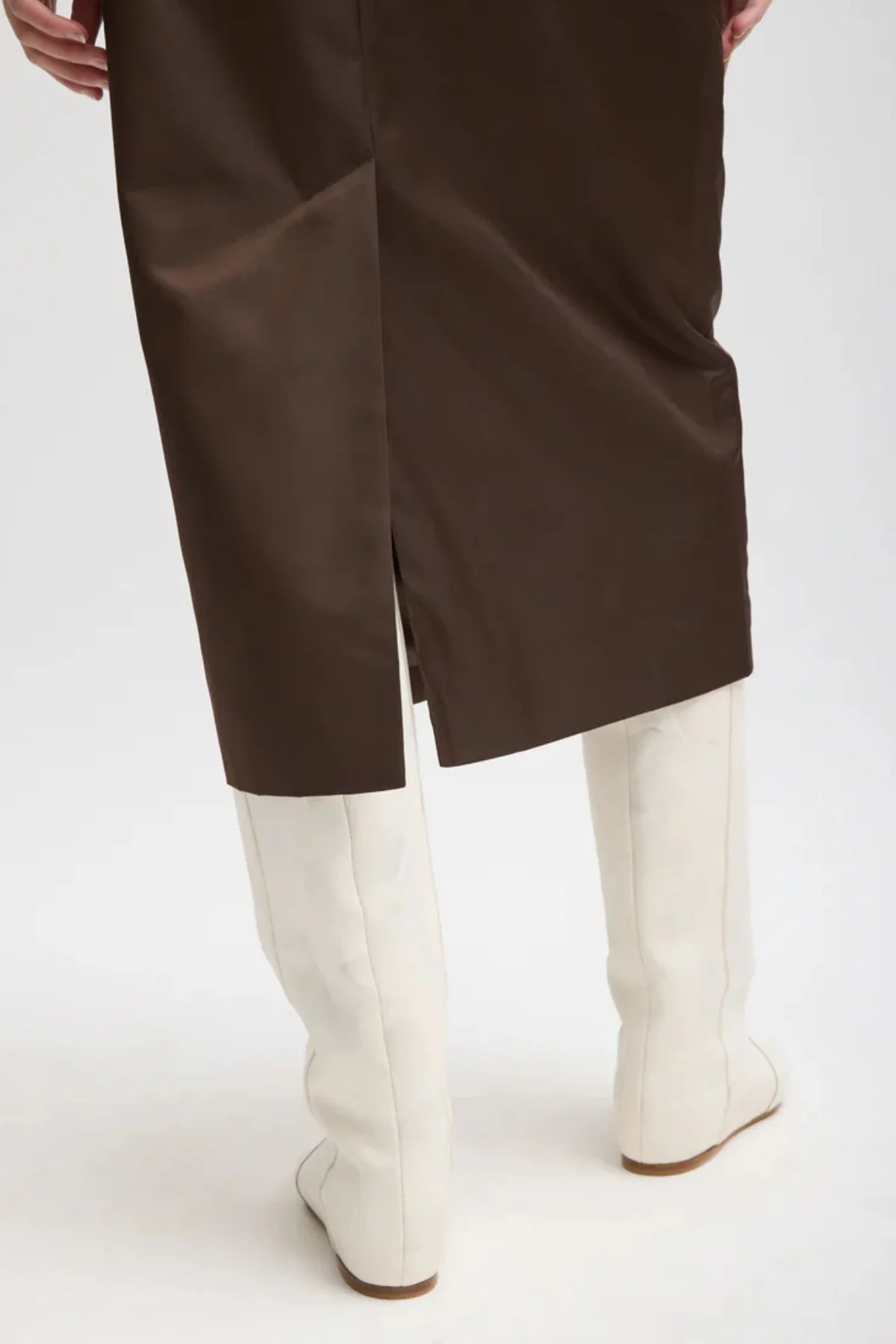 Tibi Eco Nylon Midi Trouser Skirt - Brown - Image 3