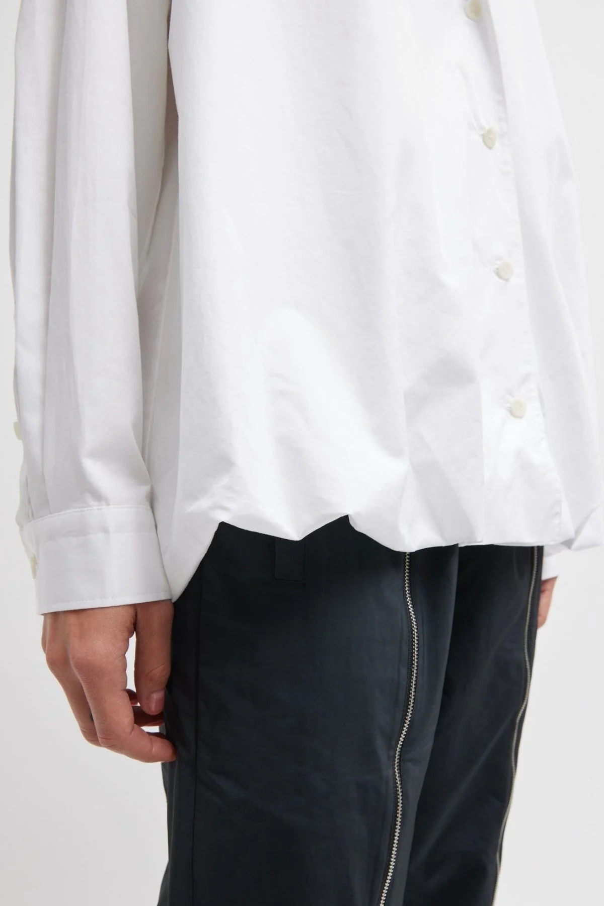 Tibi Eco Poplin Bubble Hem Shirt Jacket - White - Image 4