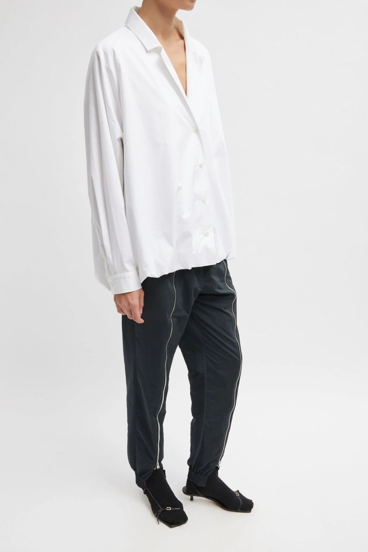 Tibi Eco Poplin Bubble Hem Shirt Jacket - White - Image 5