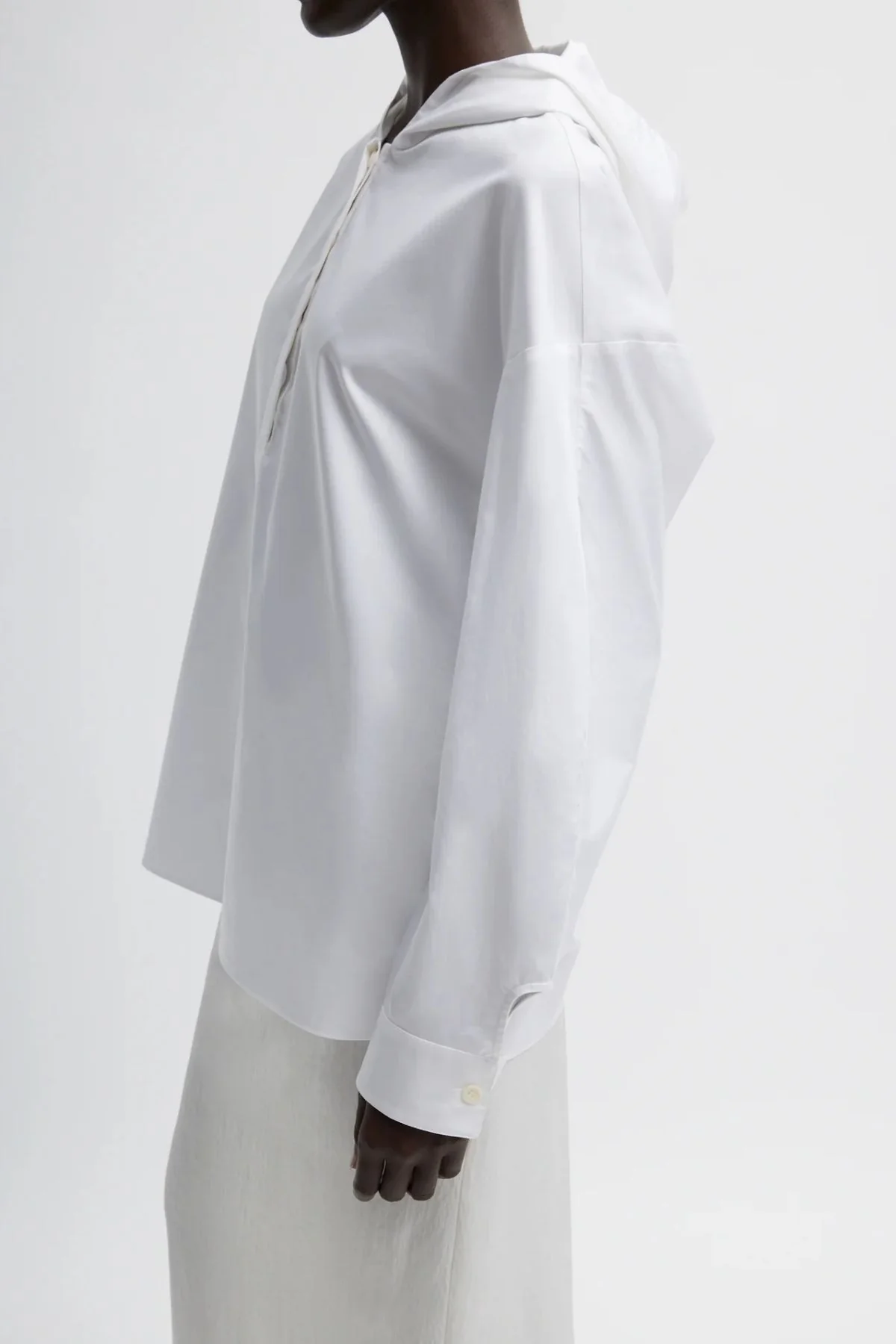 Tibi Eco Poplin Hooded Shirt - White - Image 3