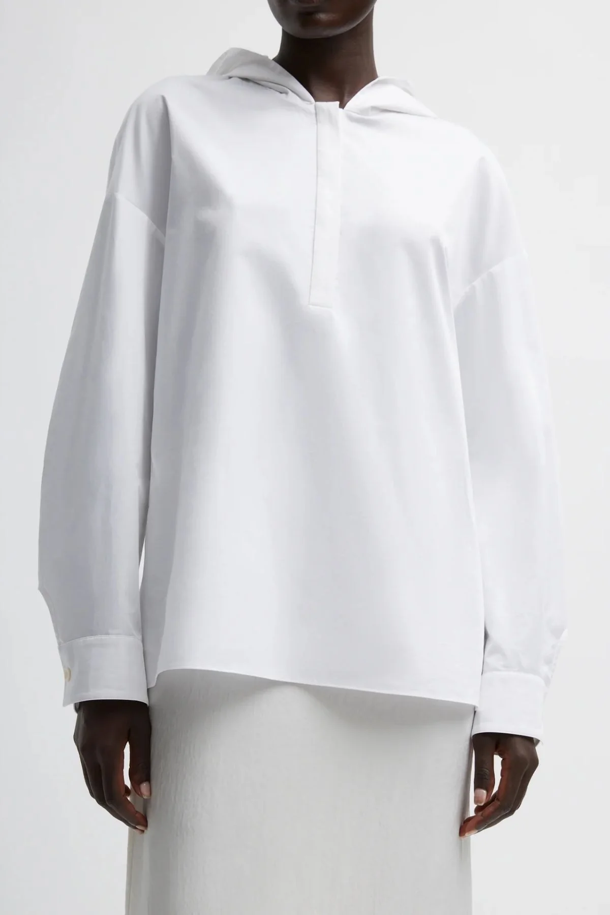 Tibi Eco Poplin Hooded Shirt - White - Image 4