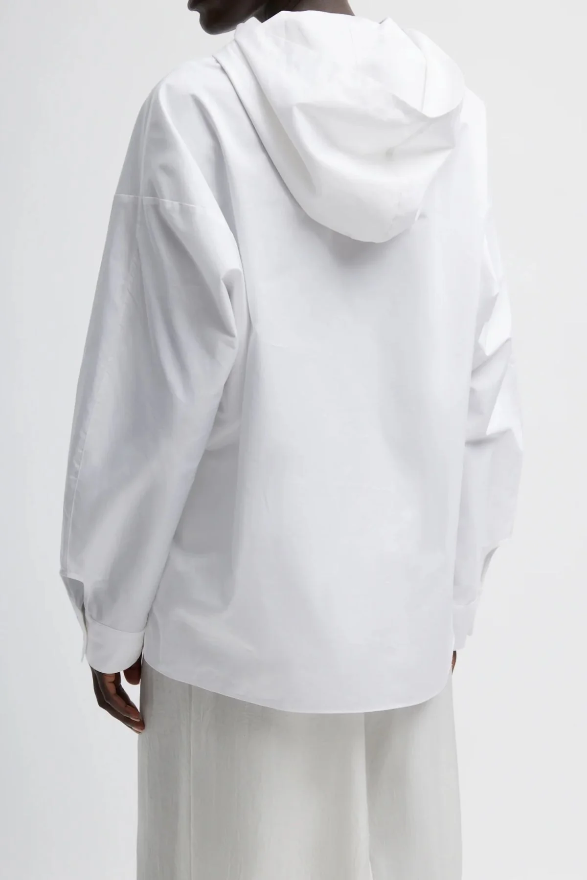 Tibi Eco Poplin Hooded Shirt - White - Image 5