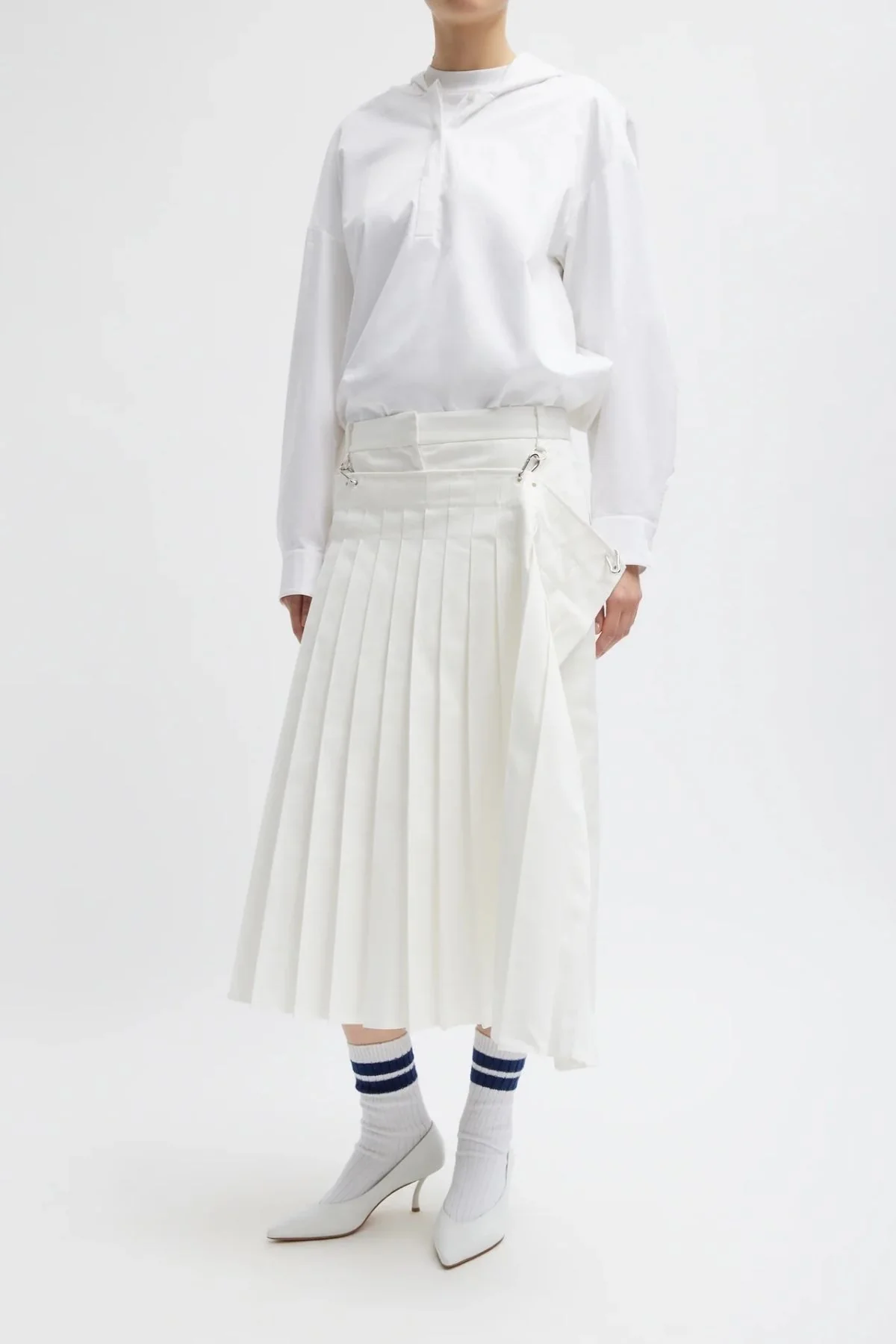 Tibi Eco Poplin Hooded Shirt - White - Image 6