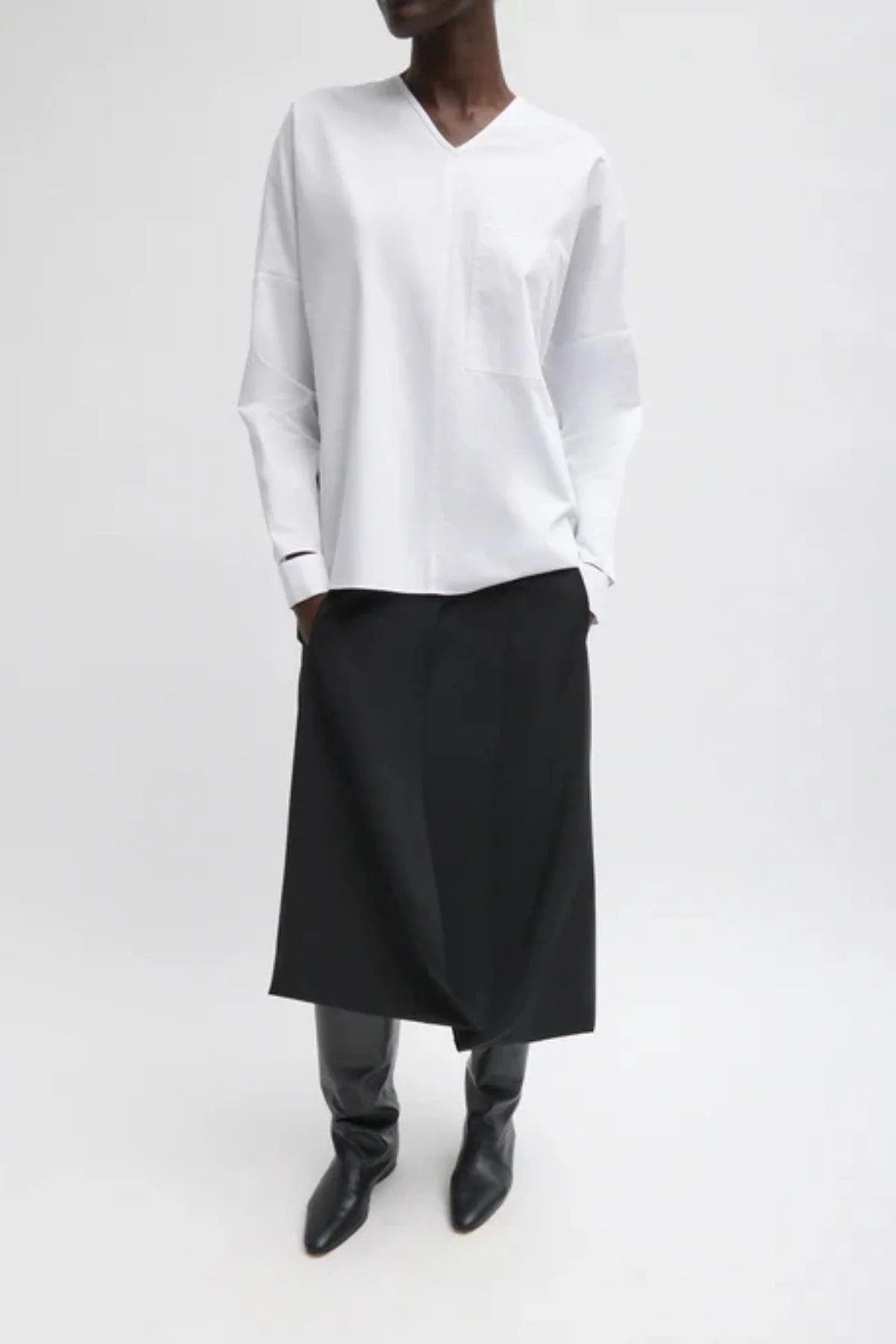 Tibi Eco Poplin V-Neck Dolman Top - White