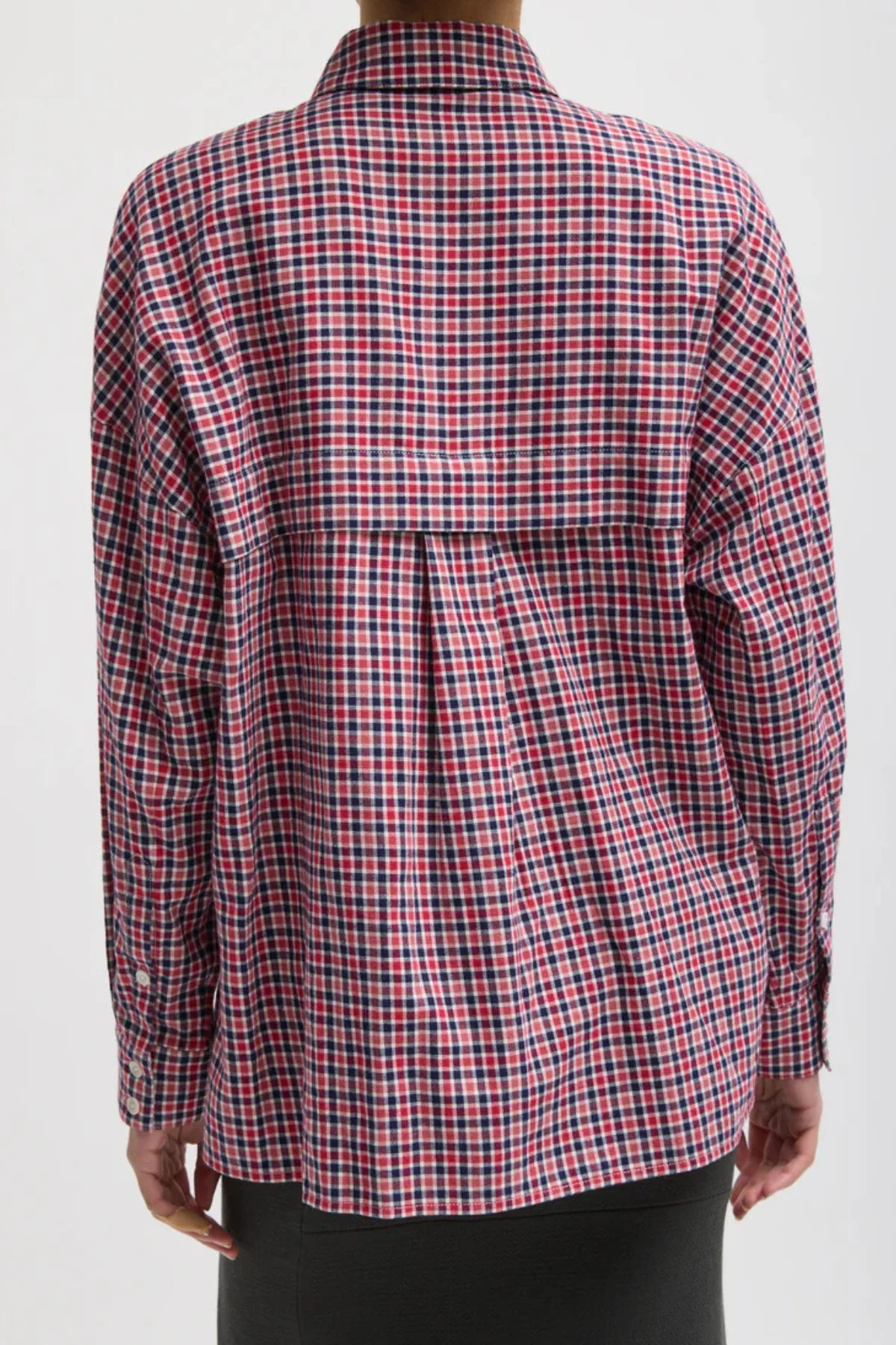 Tibi Flannel Menswear Oversized Shirt - Red Multi - Image 3