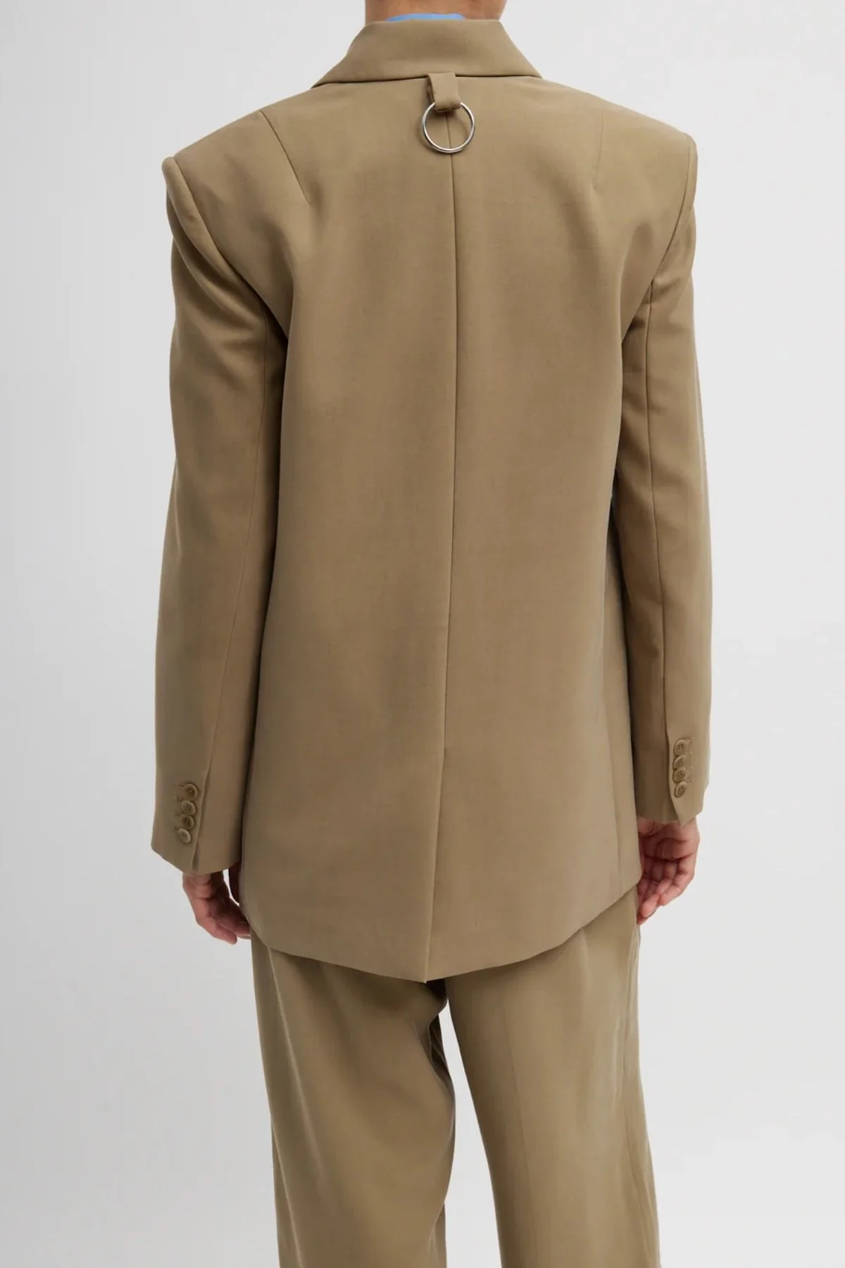 Tibi Fluid Suiting Double Breasted Blazer - Walnut - Image 4