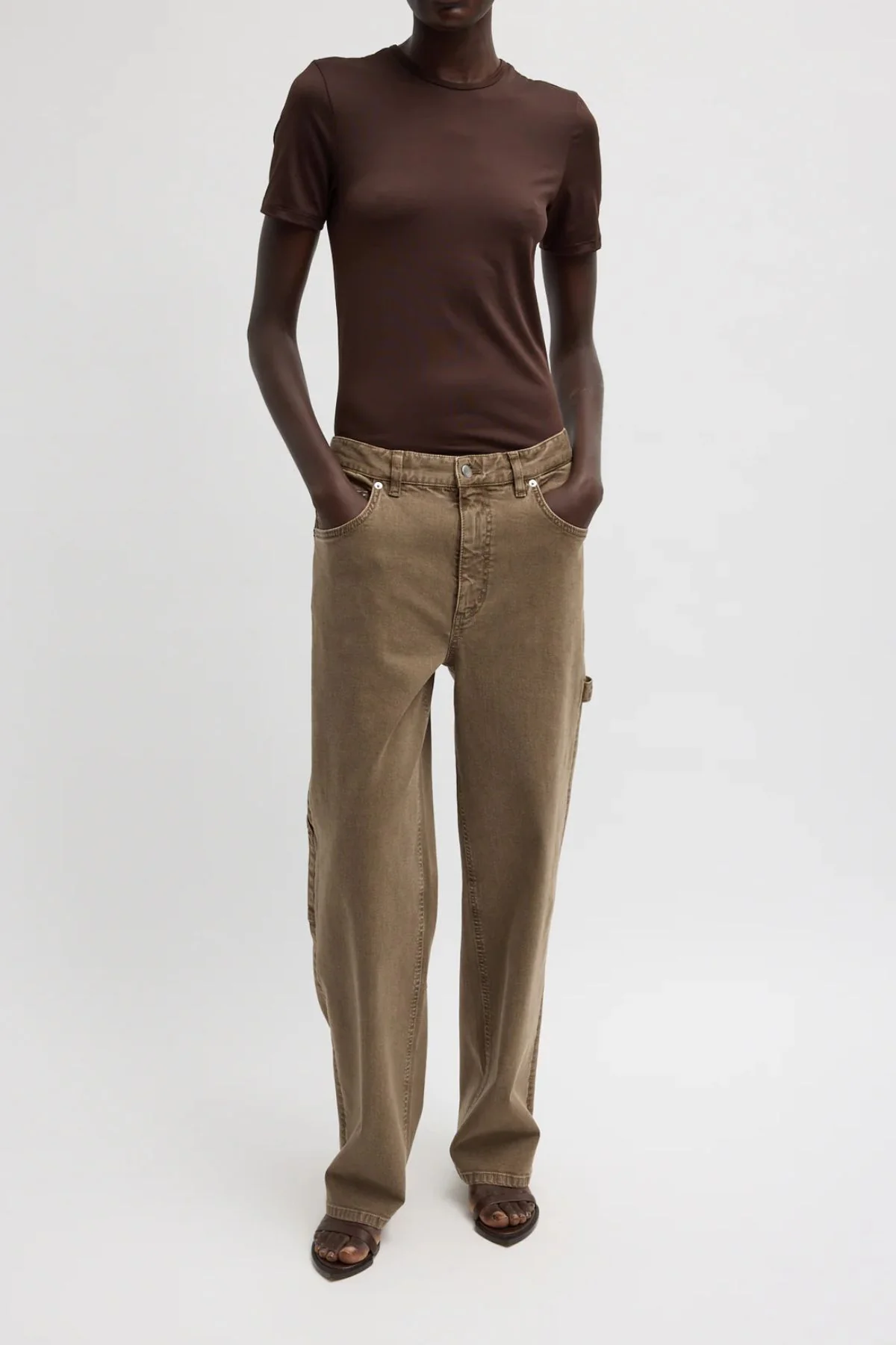 Tibi Stretch Twill Carpenter Jean - Brown