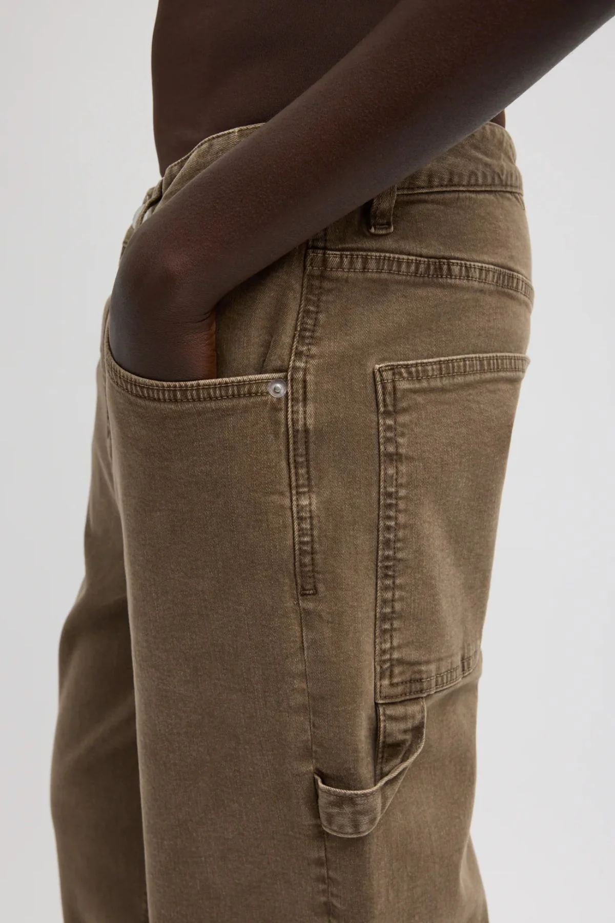 Tibi Stretch Twill Carpenter Jean - Brown - Image 4