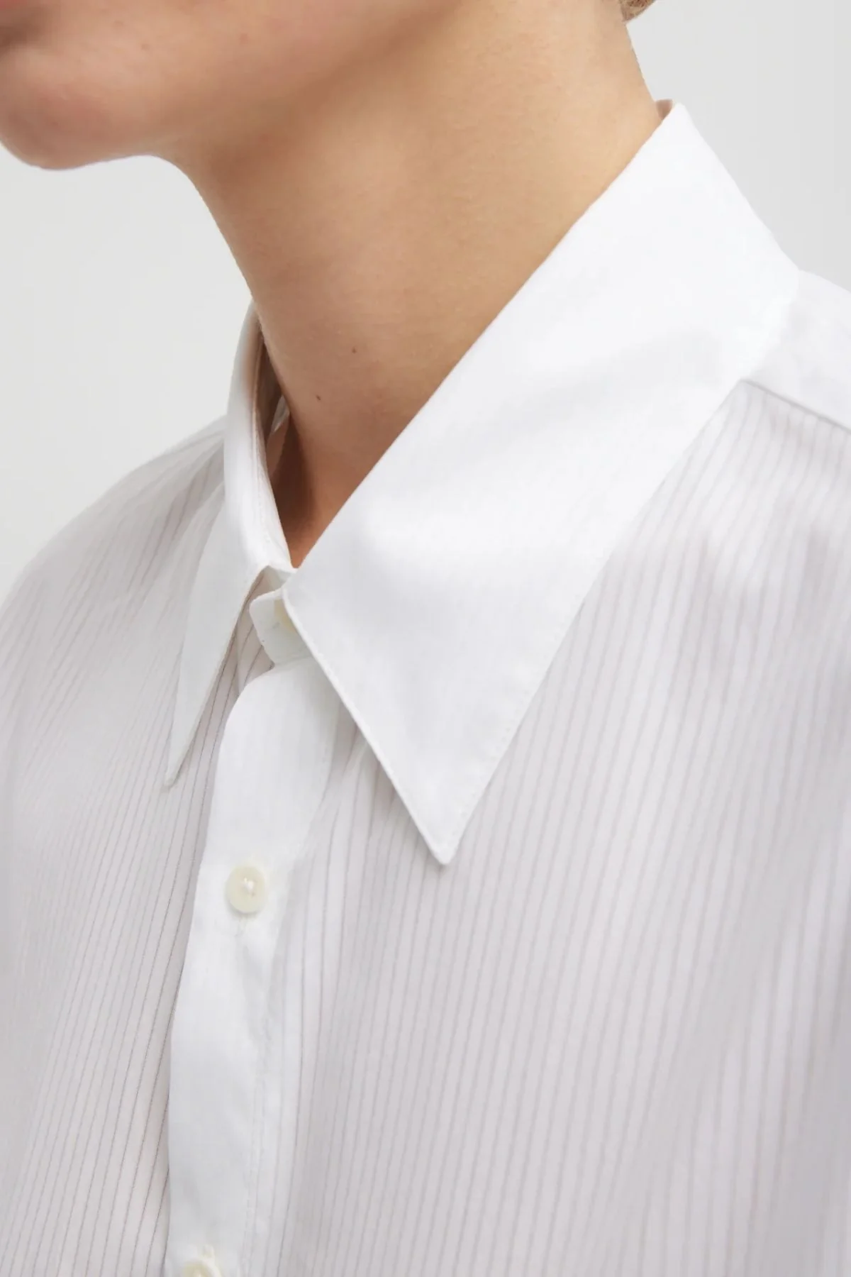 Tibi Gossamer Stripe Bishop Sleeve Shirt - White - Image 4