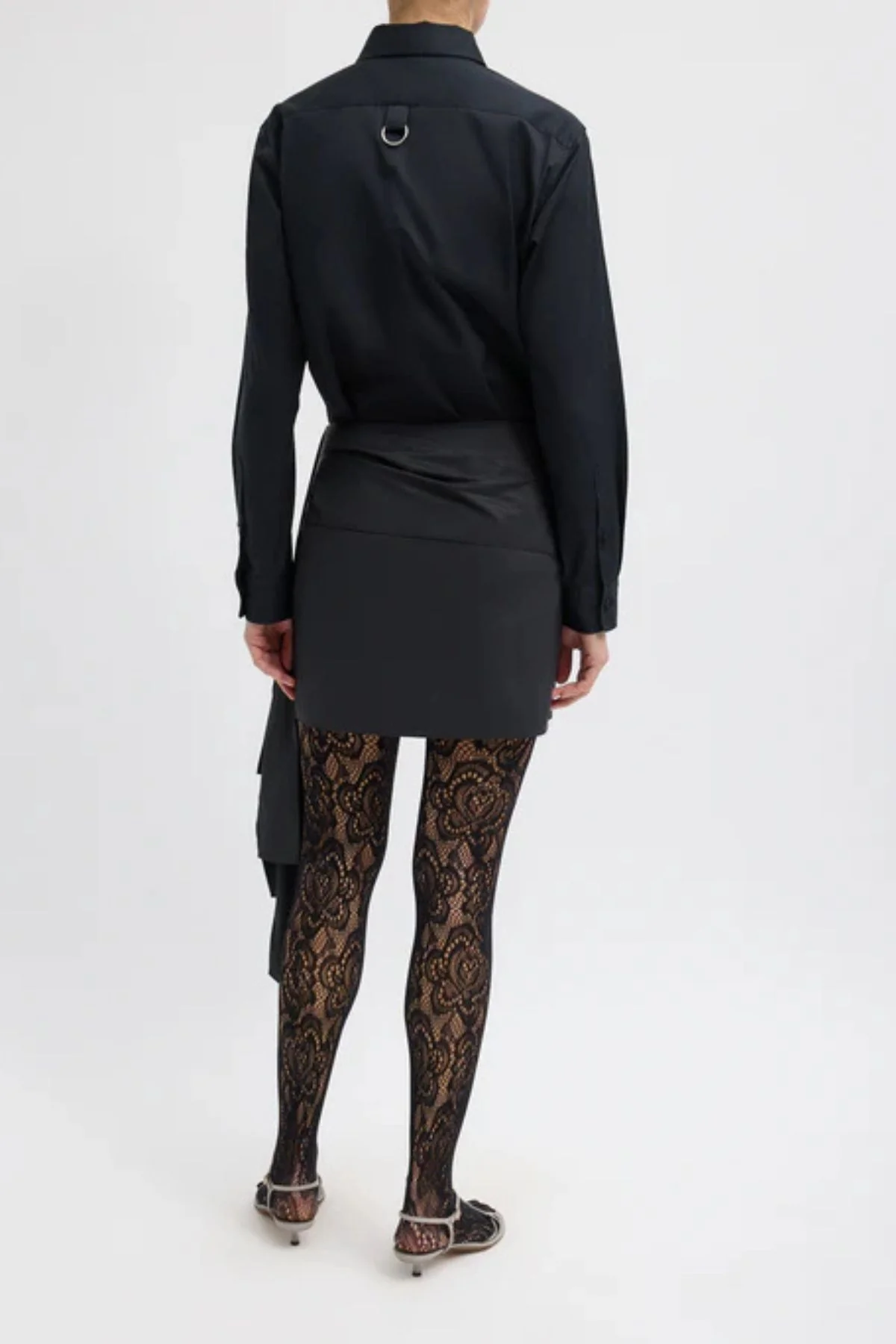 Tibi Italian Sporty Nylon Ribbon Mini Skirt - Black - Image 3