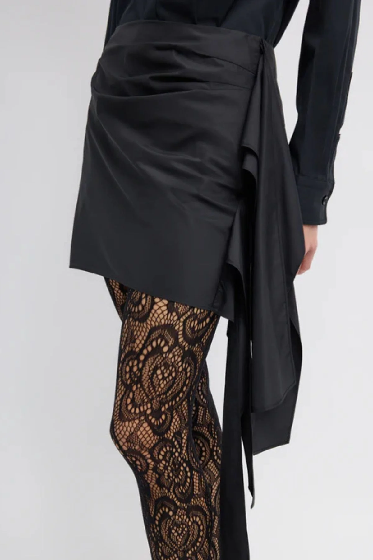 Tibi Italian Sporty Nylon Ribbon Mini Skirt - Black - Image 4
