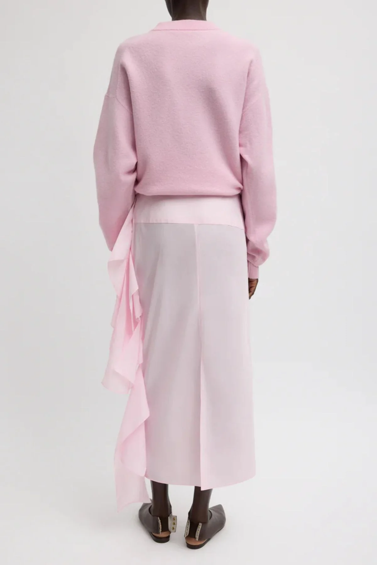 Tibi Italian Sporty Nylon Ribbon Skirt - Light Pink - Image 3